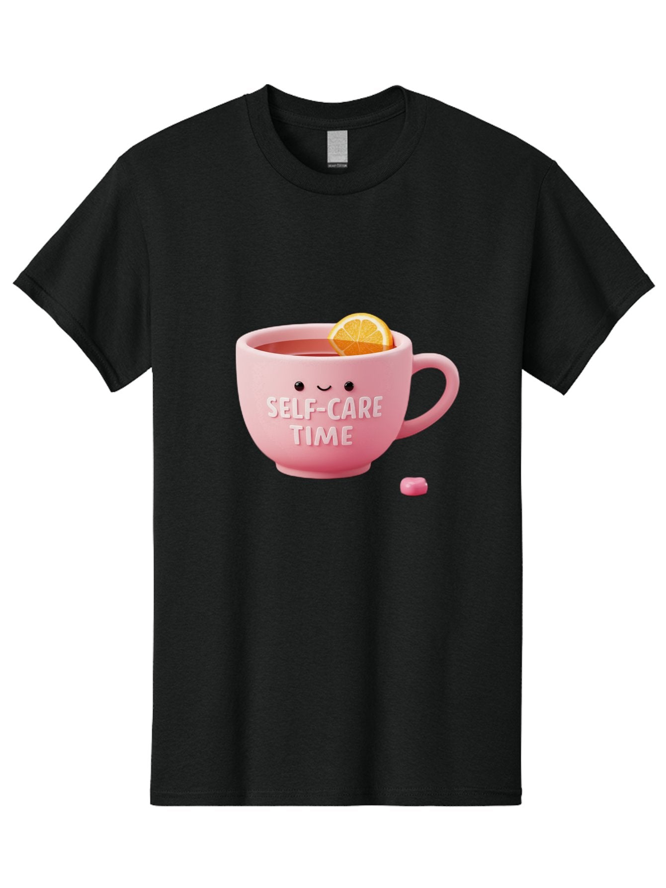 Self-Care-Time-1 Men'S Graphic Tee, 100% Cotton, Comfortable Casual Summer Wear, Machine Washable, Relaxing Tea, Self Care, Wellness, Mindfulness, Pink Tea Cup, Lemon Slice, Cozy Atmosphere, Calming Ambiance, Soothing Drink Bae082 3