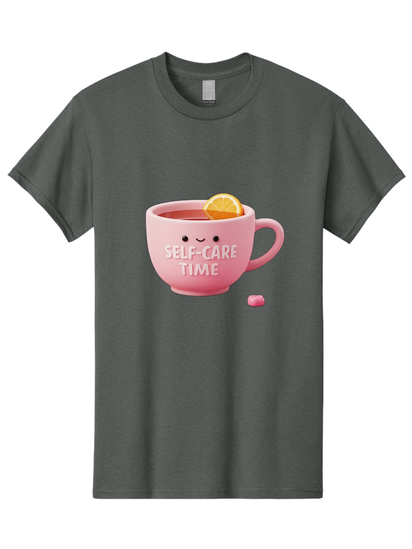 Self-Care-Time-1 Men'S Graphic Tee, 100% Cotton, Comfortable Casual Summer Wear, Machine Washable, Relaxing Tea, Self Care, Wellness, Mindfulness, Pink Tea Cup, Lemon Slice, Cozy Atmosphere, Calming Ambiance, Soothing Drink Bae082 6