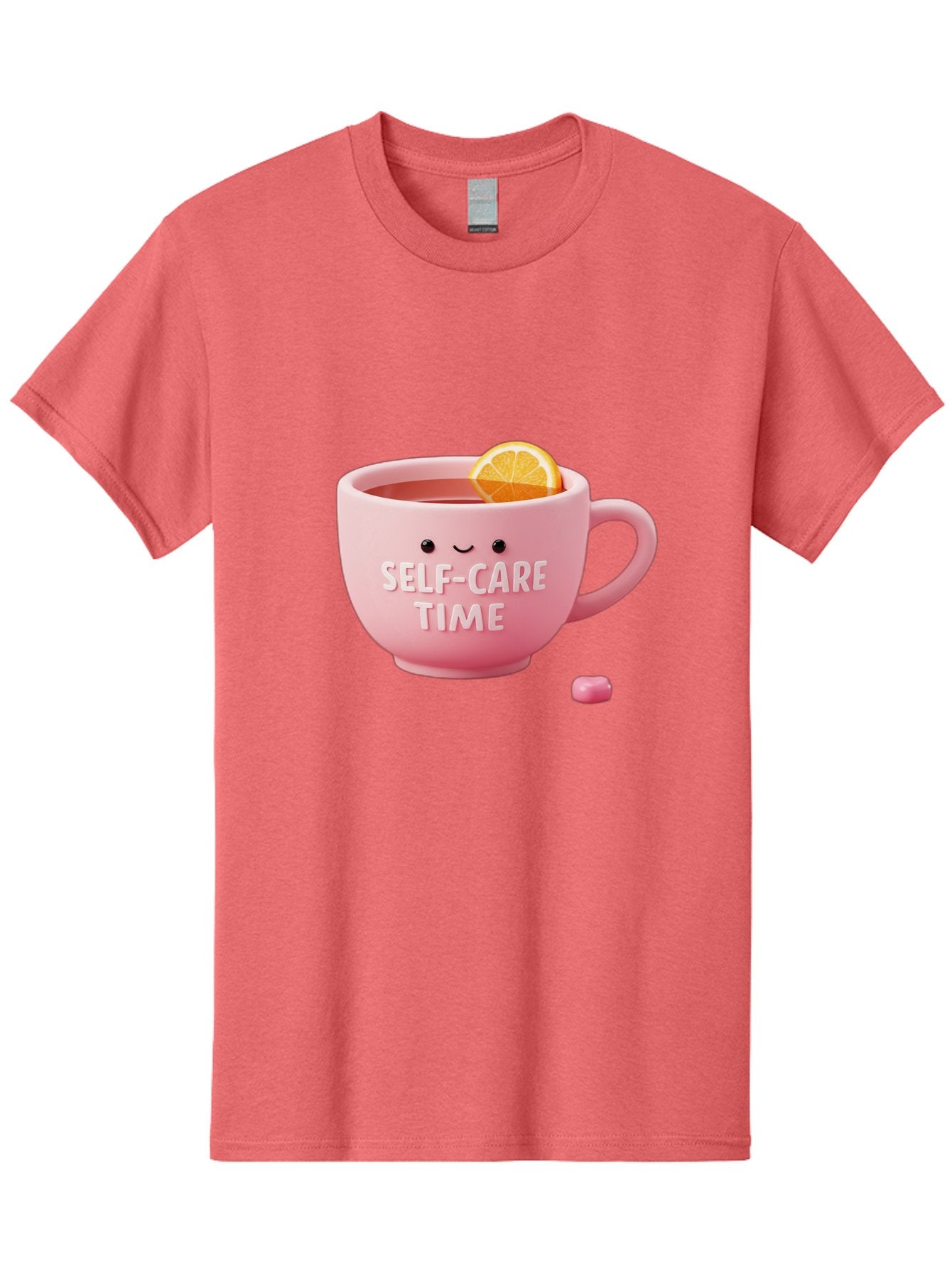 Self-Care-Time-1 Men'S Graphic Tee, 100% Cotton, Comfortable Casual Summer Wear, Machine Washable, Relaxing Tea, Self Care, Wellness, Mindfulness, Pink Tea Cup, Lemon Slice, Cozy Atmosphere, Calming Ambiance, Soothing Drink Bae082 7