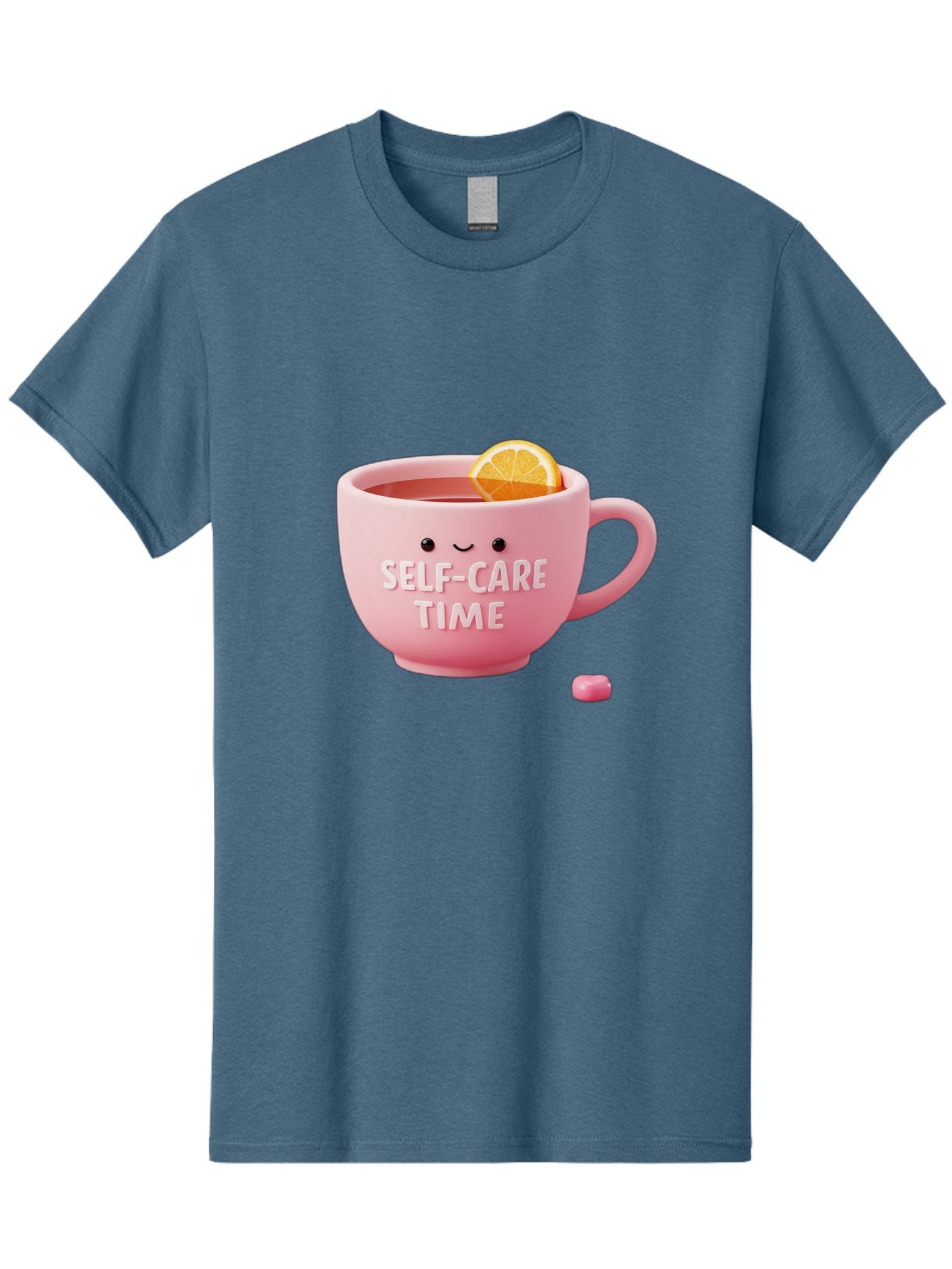 Self-Care-Time-1 Men'S Graphic Tee, 100% Cotton, Comfortable Casual Summer Wear, Machine Washable, Relaxing Tea, Self Care, Wellness, Mindfulness, Pink Tea Cup, Lemon Slice, Cozy Atmosphere, Calming Ambiance, Soothing Drink Bae082