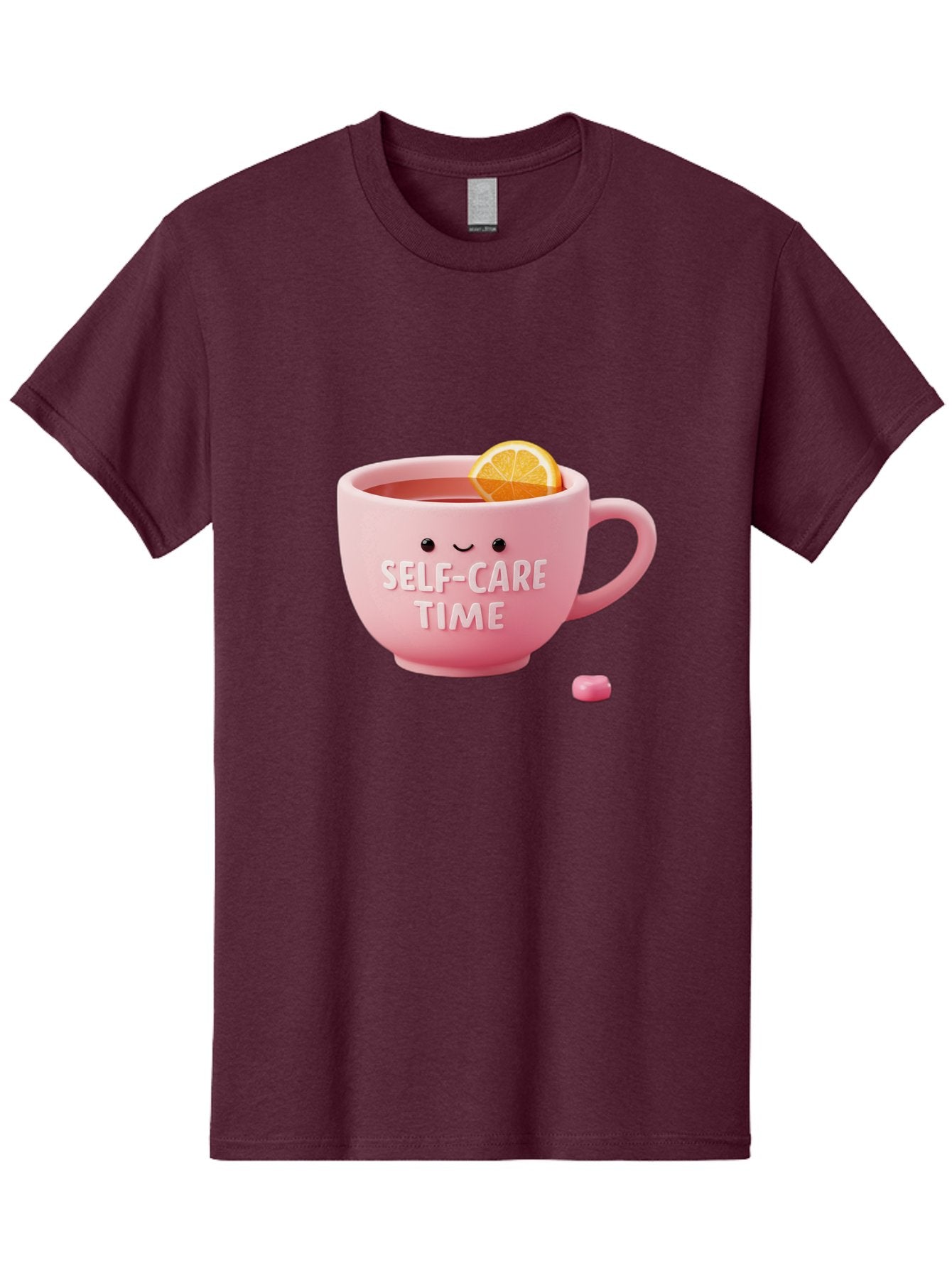 Self-Care-Time-1 Men'S Graphic Tee, 100% Cotton, Comfortable Casual Summer Wear, Machine Washable, Relaxing Tea, Self Care, Wellness, Mindfulness, Pink Tea Cup, Lemon Slice, Cozy Atmosphere, Calming Ambiance, Soothing Drink Bae082 4