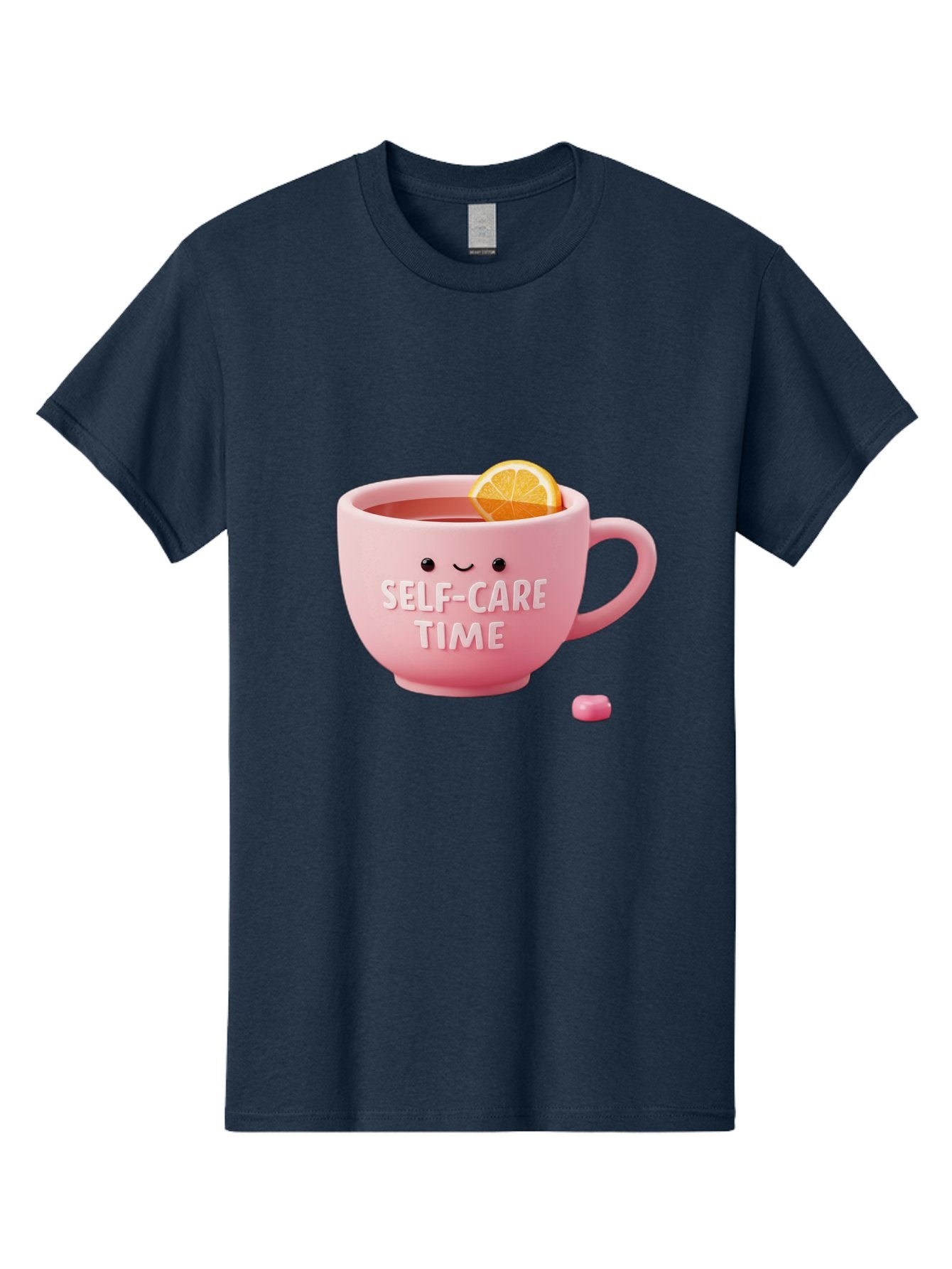 Self-Care-Time-1 Men'S Graphic Tee, 100% Cotton, Comfortable Casual Summer Wear, Machine Washable, Relaxing Tea, Self Care, Wellness, Mindfulness, Pink Tea Cup, Lemon Slice, Cozy Atmosphere, Calming Ambiance, Soothing Drink Bae082 15