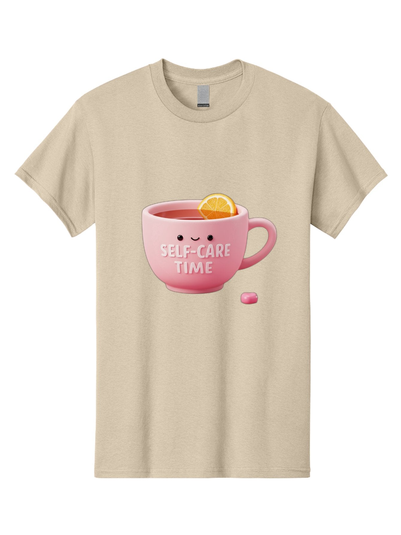 Self-Care-Time-1 Men'S Graphic Tee, 100% Cotton, Comfortable Casual Summer Wear, Machine Washable, Relaxing Tea, Self Care, Wellness, Mindfulness, Pink Tea Cup, Lemon Slice, Cozy Atmosphere, Calming Ambiance, Soothing Drink Bae082 5
