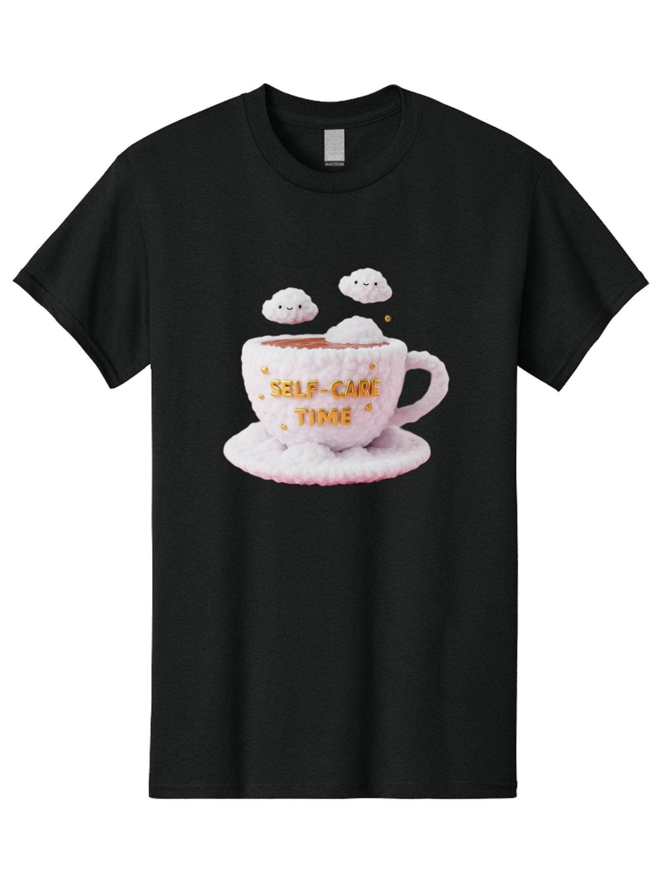 Self-Care-Time-4 Men'S Graphic Tee, 100% Cotton, Comfortable Casual Summer Wear, Machine Washable, Self-Care Time, Hot Coffee, Coffee Cup, Fluffy Clouds, Happy Face, Relaxation, Mindfulness, Calm Atmosphere, Soothing Ambiance, Mental Wellness Bae085 14
