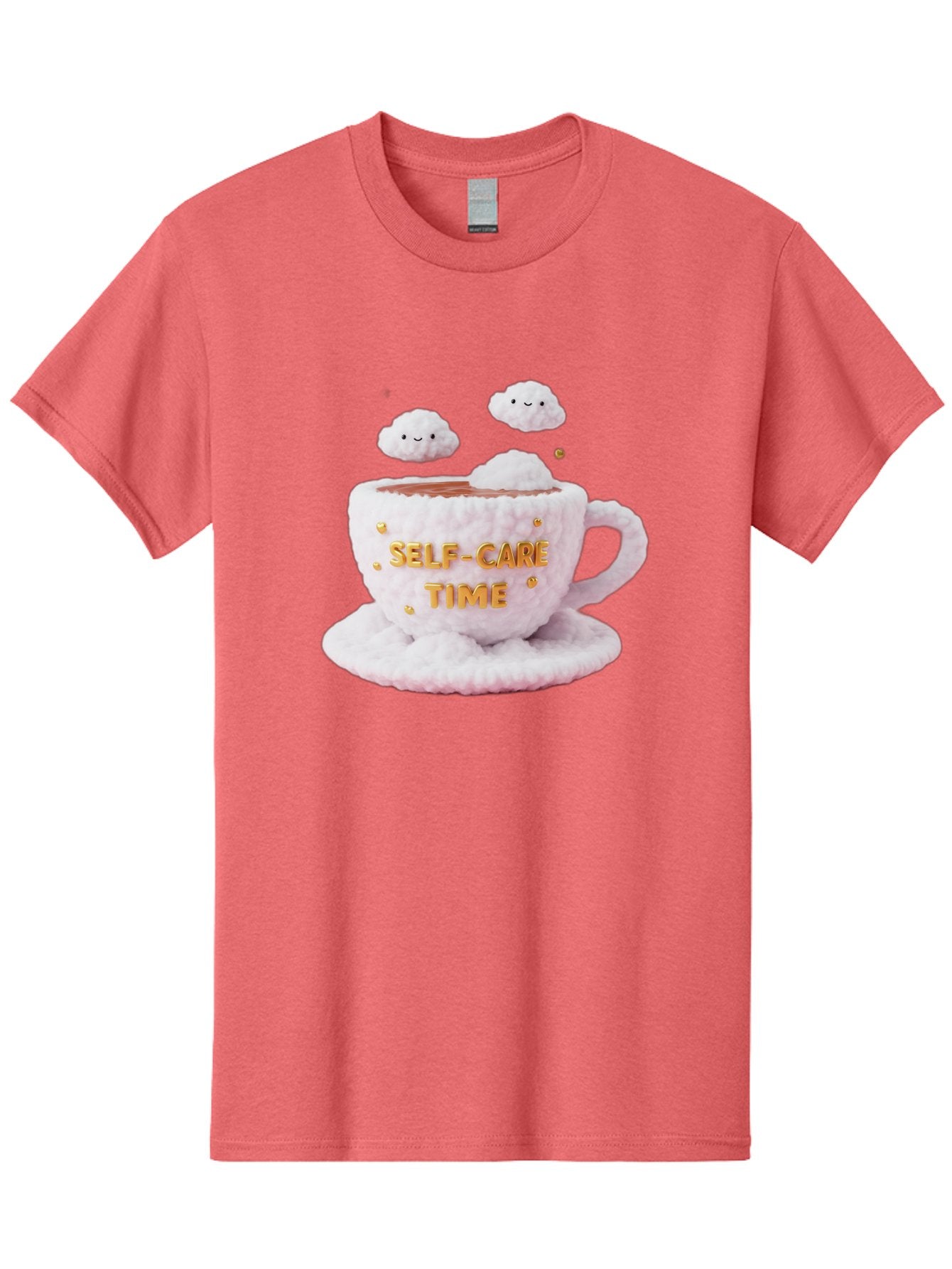 Self-Care-Time-4 Men'S Graphic Tee, 100% Cotton, Comfortable Casual Summer Wear, Machine Washable, Self-Care Time, Hot Coffee, Coffee Cup, Fluffy Clouds, Happy Face, Relaxation, Mindfulness, Calm Atmosphere, Soothing Ambiance, Mental Wellness Bae085 7