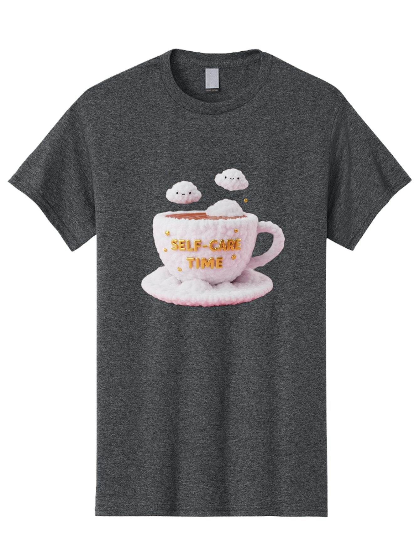 Self-Care-Time-4 Men'S Graphic Tee, 100% Cotton, Comfortable Casual Summer Wear, Machine Washable, Self-Care Time, Hot Coffee, Coffee Cup, Fluffy Clouds, Happy Face, Relaxation, Mindfulness, Calm Atmosphere, Soothing Ambiance, Mental Wellness Bae085 11