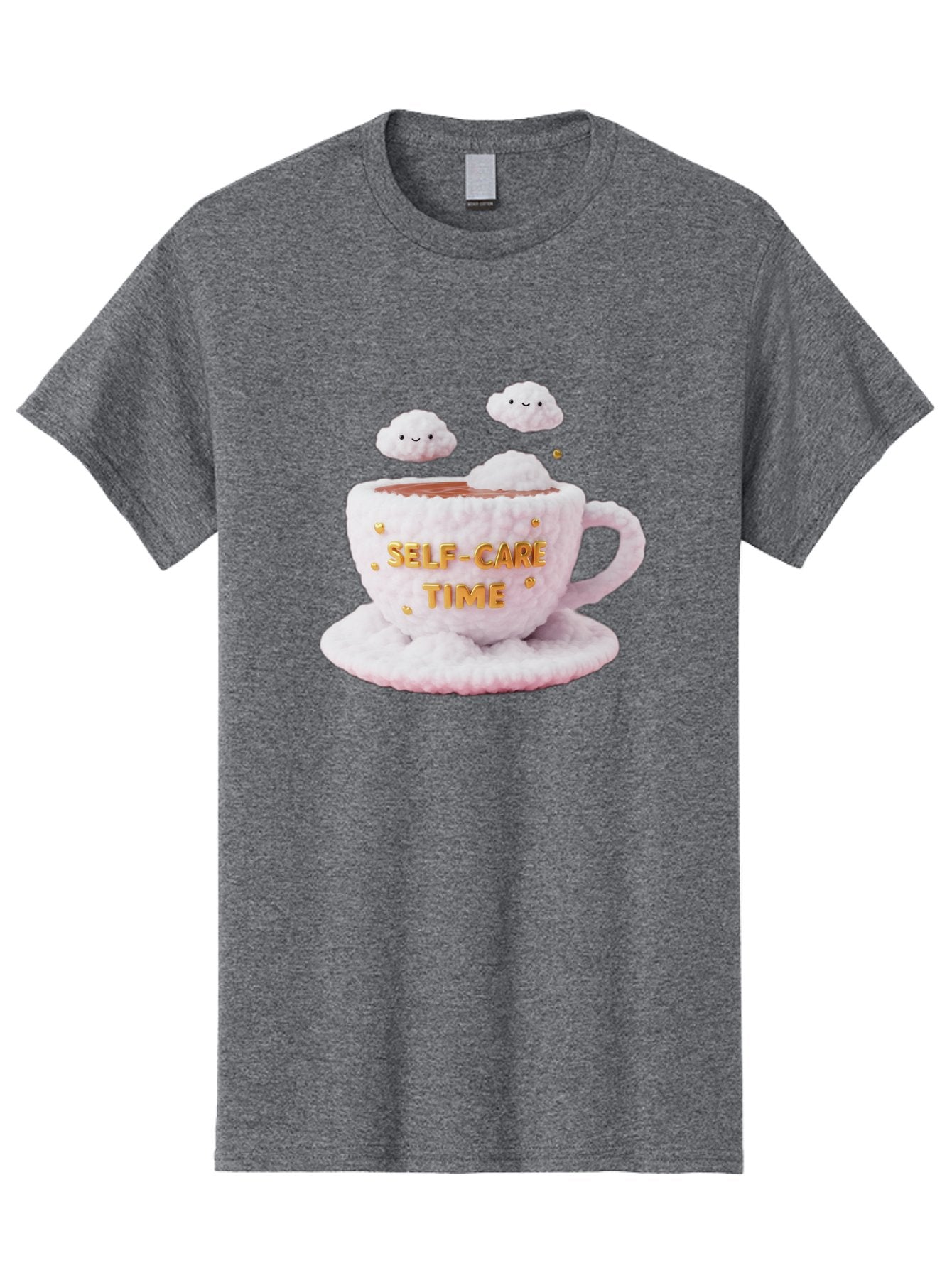 Self-Care-Time-4 Men'S Graphic Tee, 100% Cotton, Comfortable Casual Summer Wear, Machine Washable, Self-Care Time, Hot Coffee, Coffee Cup, Fluffy Clouds, Happy Face, Relaxation, Mindfulness, Calm Atmosphere, Soothing Ambiance, Mental Wellness Bae085 15