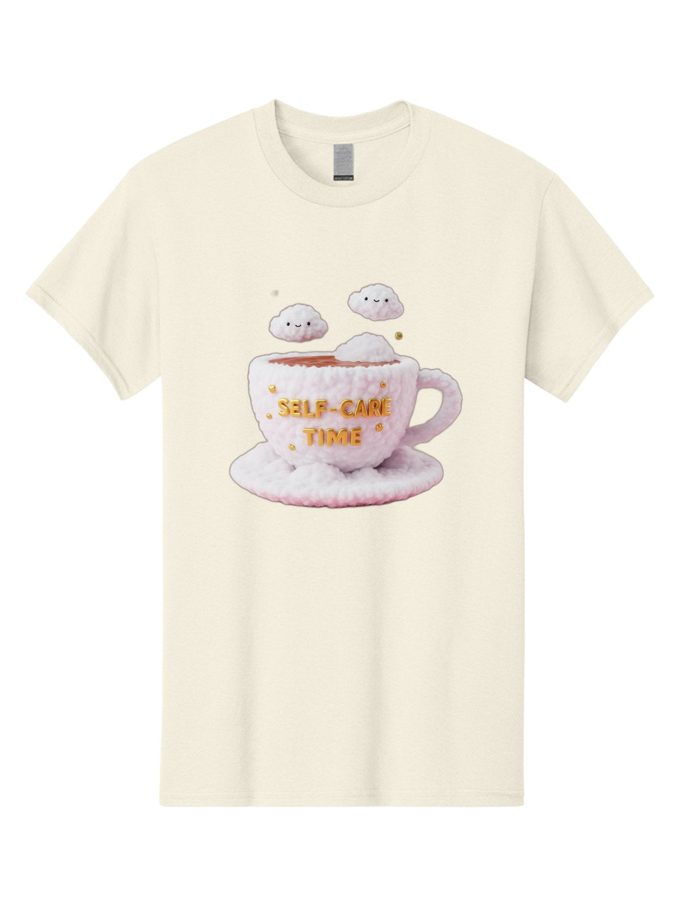 Self-Care-Time-4 Men'S Graphic Tee, 100% Cotton, Comfortable Casual Summer Wear, Machine Washable, Self-Care Time, Hot Coffee, Coffee Cup, Fluffy Clouds, Happy Face, Relaxation, Mindfulness, Calm Atmosphere, Soothing Ambiance, Mental Wellness Bae085 6