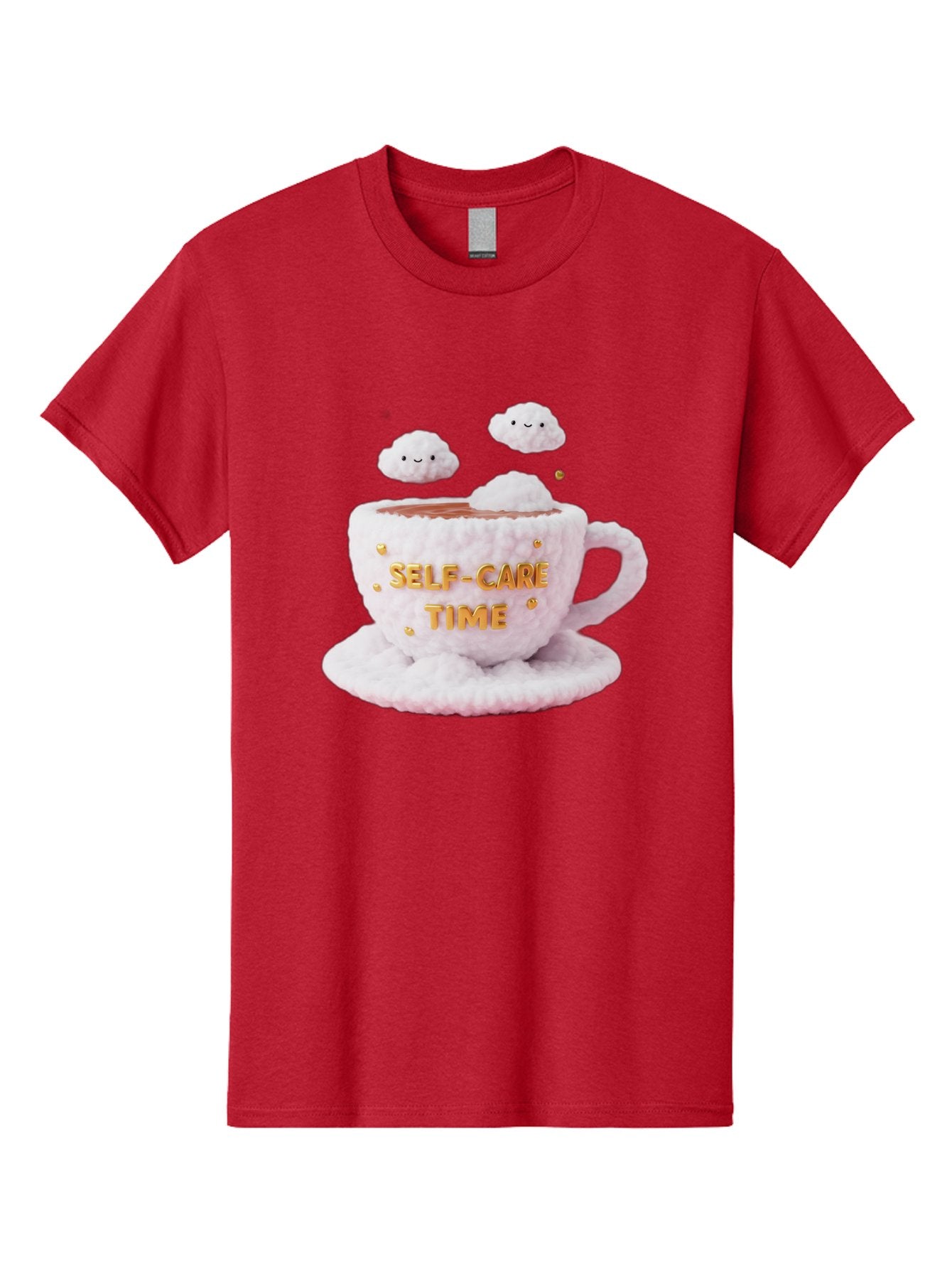 Self-Care-Time-4 Men'S Graphic Tee, 100% Cotton, Comfortable Casual Summer Wear, Machine Washable, Self-Care Time, Hot Coffee, Coffee Cup, Fluffy Clouds, Happy Face, Relaxation, Mindfulness, Calm Atmosphere, Soothing Ambiance, Mental Wellness Bae085 4