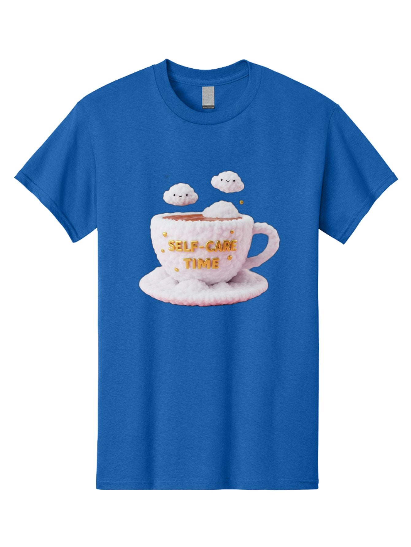 Self-Care-Time-4 Men'S Graphic Tee, 100% Cotton, Comfortable Casual Summer Wear, Machine Washable, Self-Care Time, Hot Coffee, Coffee Cup, Fluffy Clouds, Happy Face, Relaxation, Mindfulness, Calm Atmosphere, Soothing Ambiance, Mental Wellness Bae085 10
