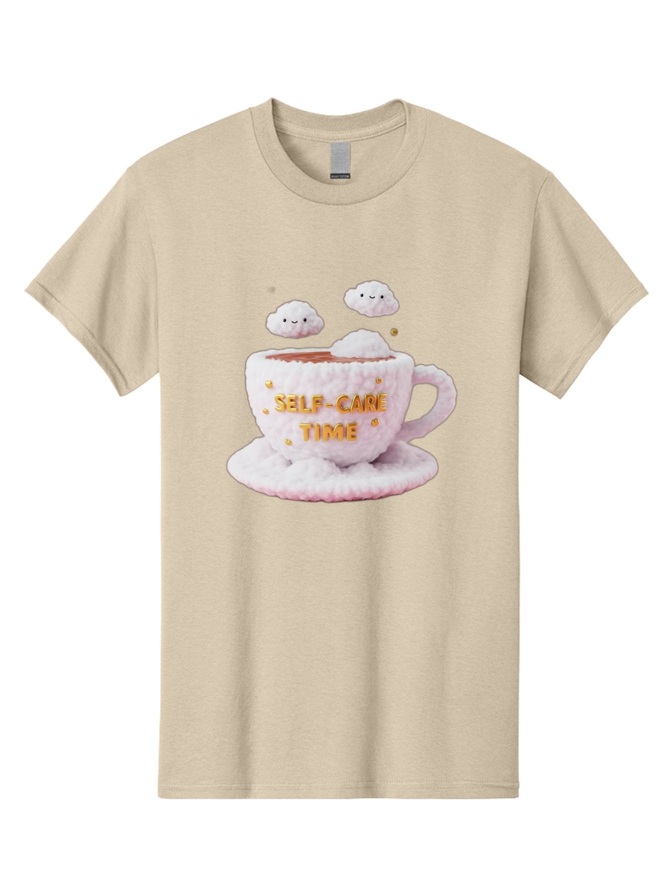 Self-Care-Time-4 Men'S Graphic Tee, 100% Cotton, Comfortable Casual Summer Wear, Machine Washable, Self-Care Time, Hot Coffee, Coffee Cup, Fluffy Clouds, Happy Face, Relaxation, Mindfulness, Calm Atmosphere, Soothing Ambiance, Mental Wellness Bae085 9