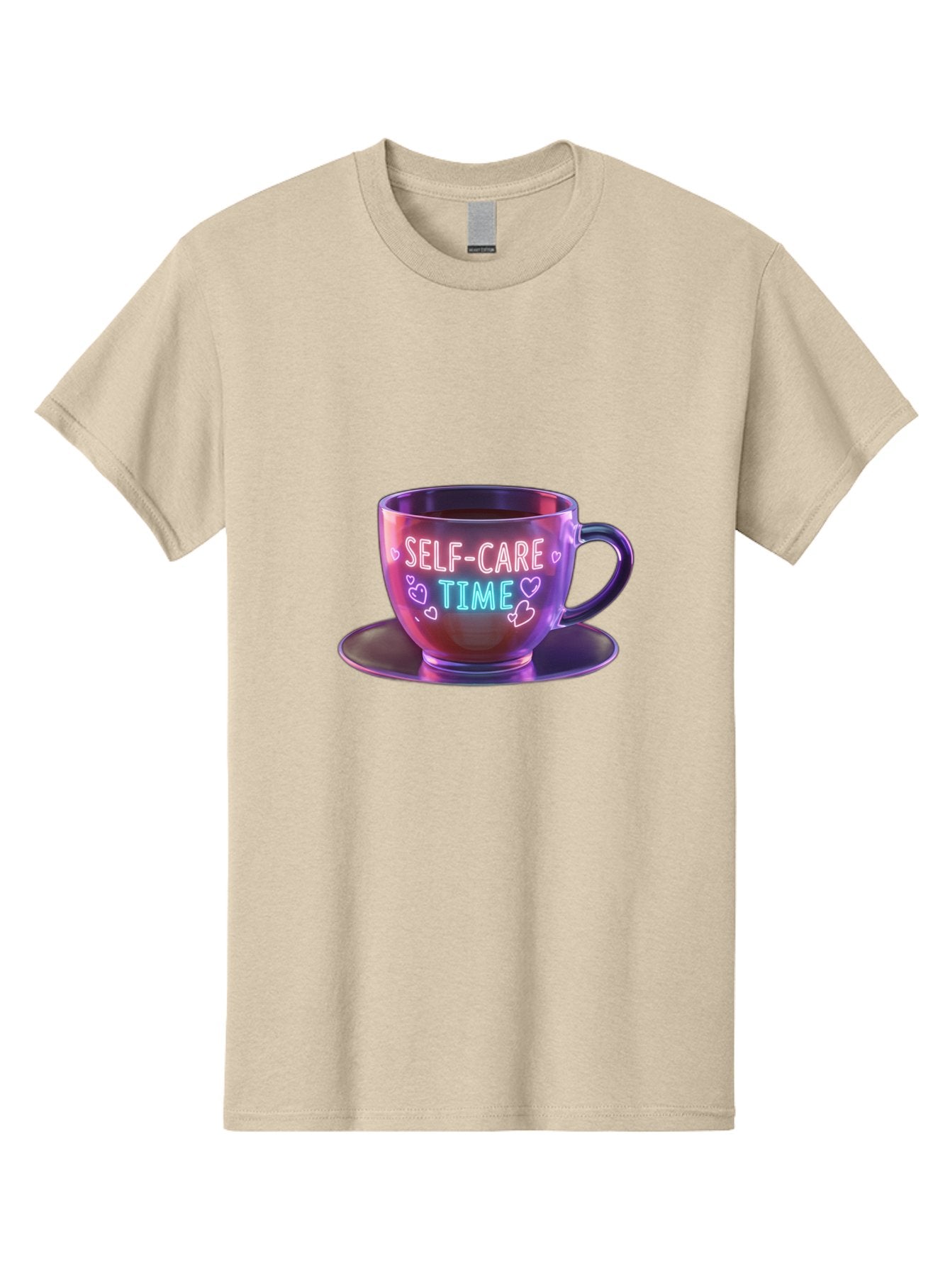 Self-Care-Time-5 Men'S Graphic Tee, 100% Cotton, Comfortable Casual Summer Wear, Machine Washable, Self-Care Time, Teacup, Relaxation, Mindfulness, Wellness, Calmness, Heart Shapes, Soothing Colors, Peaceful Moment, Serene Atmosphere, Bae086 3