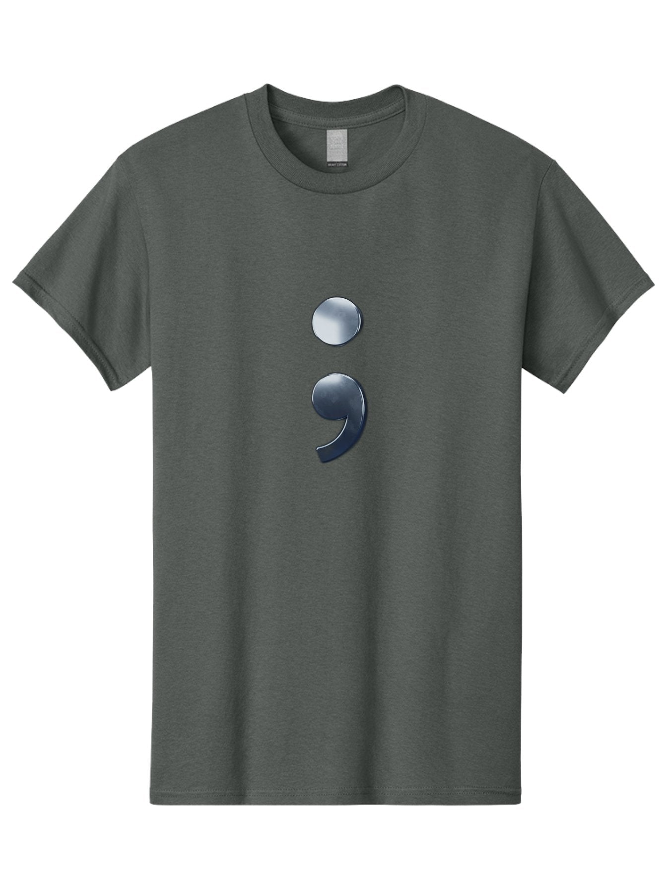 Semicolon-1 Men'S Graphic Tee, 100% Cotton, Comfortable Casual Summer Wear, Machine Washable, Semicolon Symbol, Punctuation Mark, Grammar, Syntax, Writing Tools, Language, Literary Devices, Text Formatting Bae089