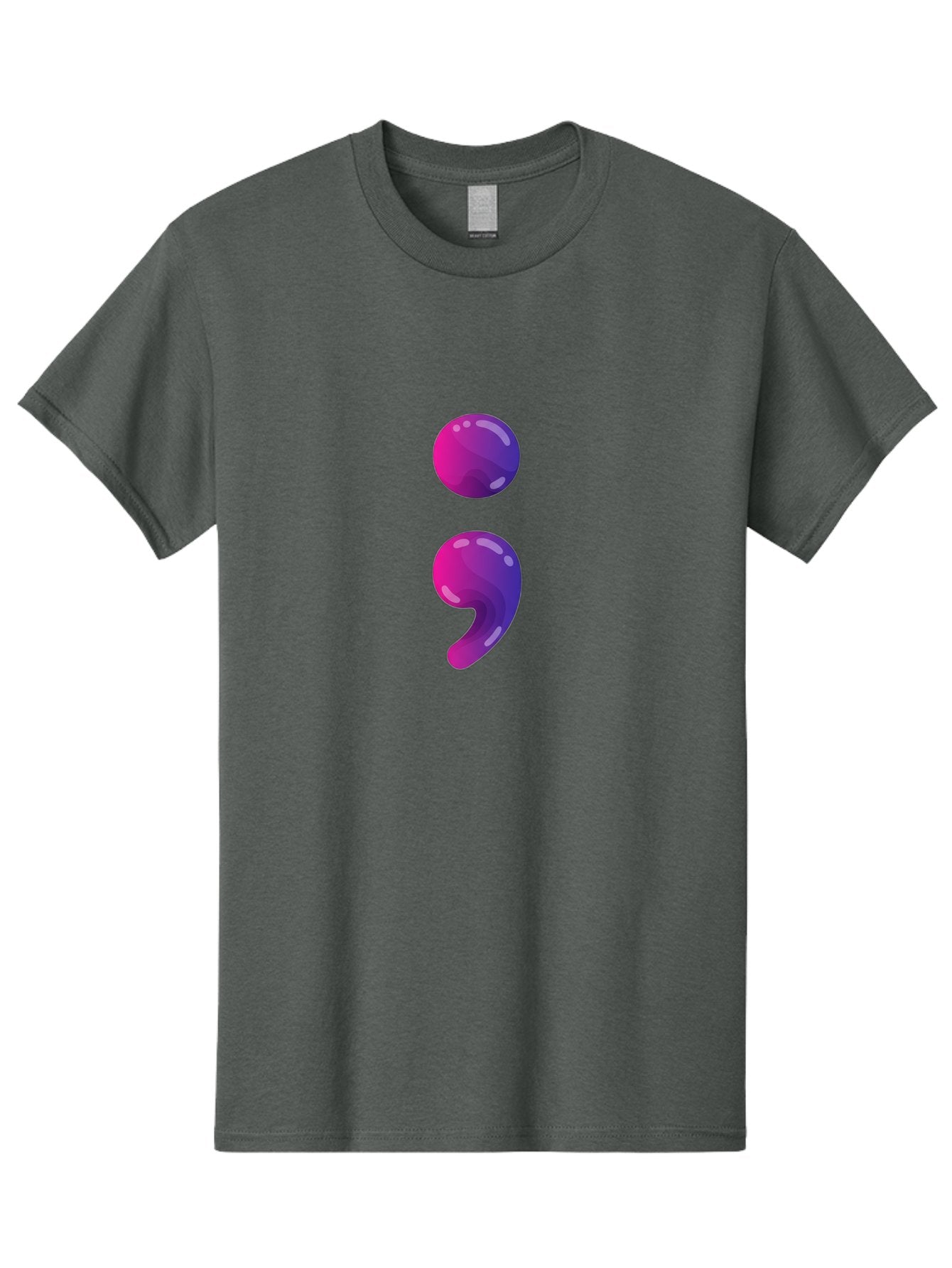 Semicolon-2 Men'S Graphic Tee, 100% Cotton, Comfortable Casual Summer Wear, Machine Washable, Colon And Semicolon Symbol, Punctuation Marks, Shiny Effect, Purple Gradient, Digital Illustration, Creative Typography, Syntax Elements Bae090