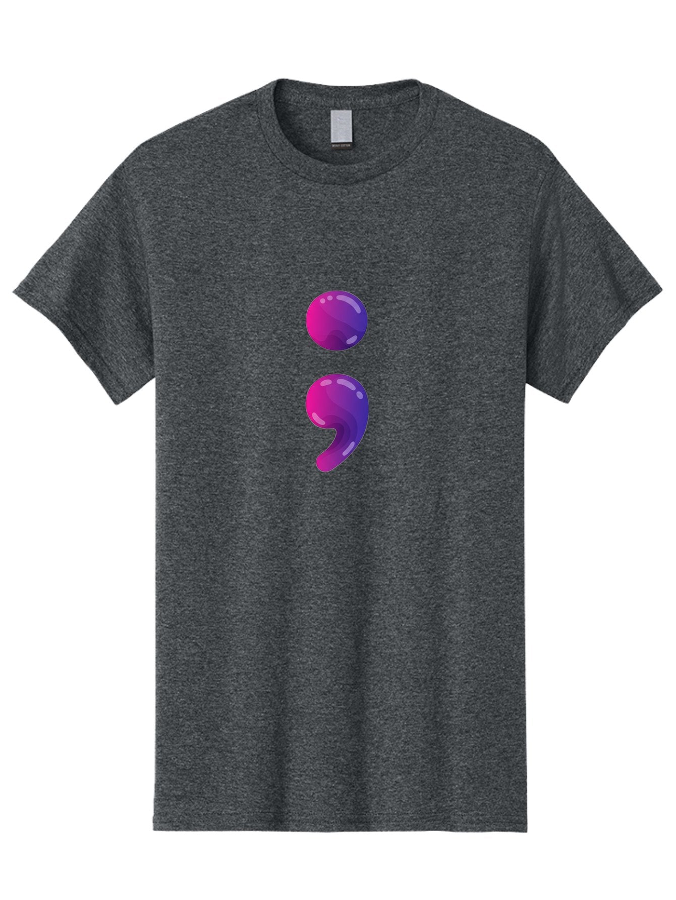 Semicolon-2 Men'S Graphic Tee, 100% Cotton, Comfortable Casual Summer Wear, Machine Washable, Colon And Semicolon Symbol, Punctuation Marks, Shiny Effect, Purple Gradient, Digital Illustration, Creative Typography, Syntax Elements Bae090 14