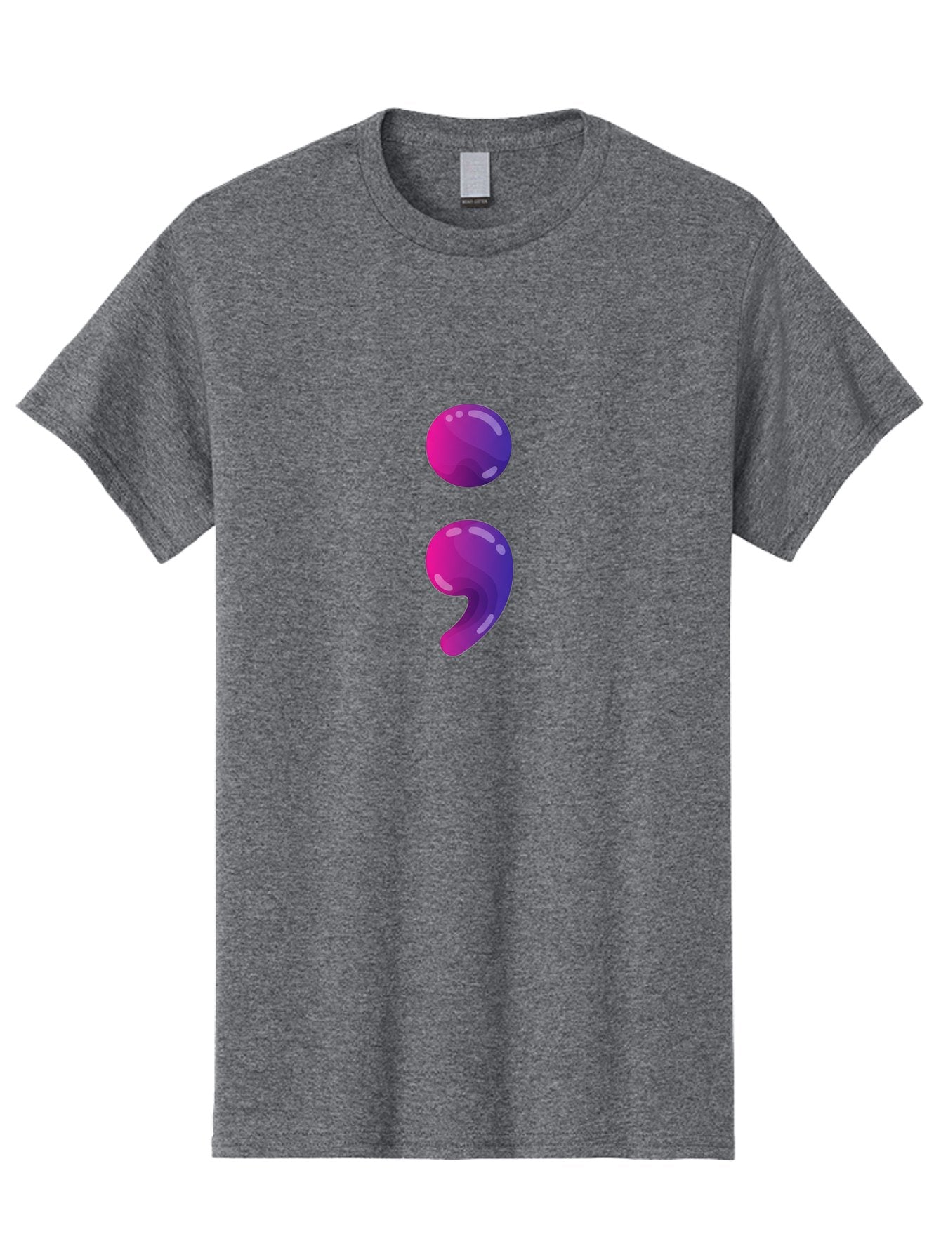 Semicolon-2 Men'S Graphic Tee, 100% Cotton, Comfortable Casual Summer Wear, Machine Washable, Colon And Semicolon Symbol, Punctuation Marks, Shiny Effect, Purple Gradient, Digital Illustration, Creative Typography, Syntax Elements Bae090 6