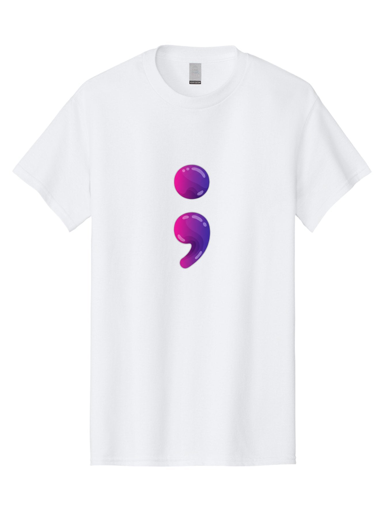 Semicolon-2 Men'S Graphic Tee, 100% Cotton, Comfortable Casual Summer Wear, Machine Washable, Colon And Semicolon Symbol, Punctuation Marks, Shiny Effect, Purple Gradient, Digital Illustration, Creative Typography, Syntax Elements Bae090 4