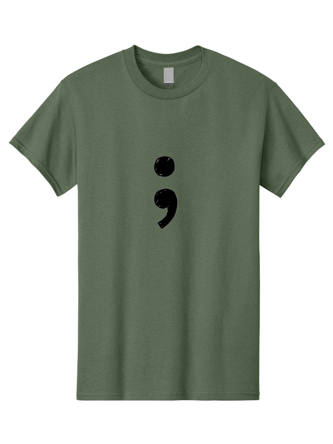 Semicolon-3 Men'S Graphic Tee, 100% Cotton, Comfortable Casual Summer Wear, Machine Washable, Semicolon Symbol, Punctuation Mark, Grammar, Writing, Literature, Black Semicolon, Typography, Language, Symbolism Bae091 10