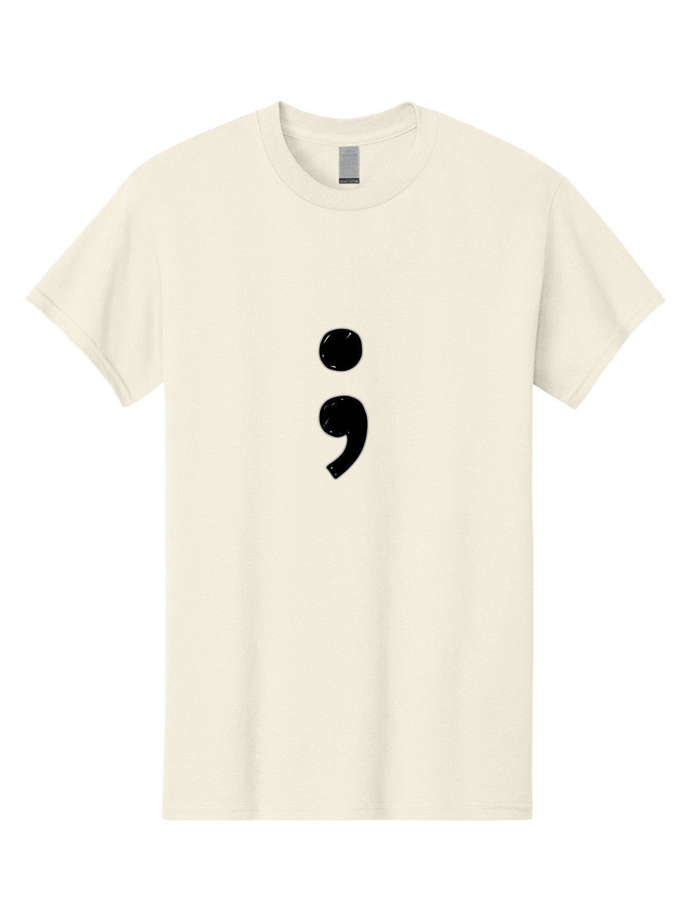 Semicolon-3 Men'S Graphic Tee, 100% Cotton, Comfortable Casual Summer Wear, Machine Washable, Semicolon Symbol, Punctuation Mark, Grammar, Writing, Literature, Black Semicolon, Typography, Language, Symbolism Bae091 7