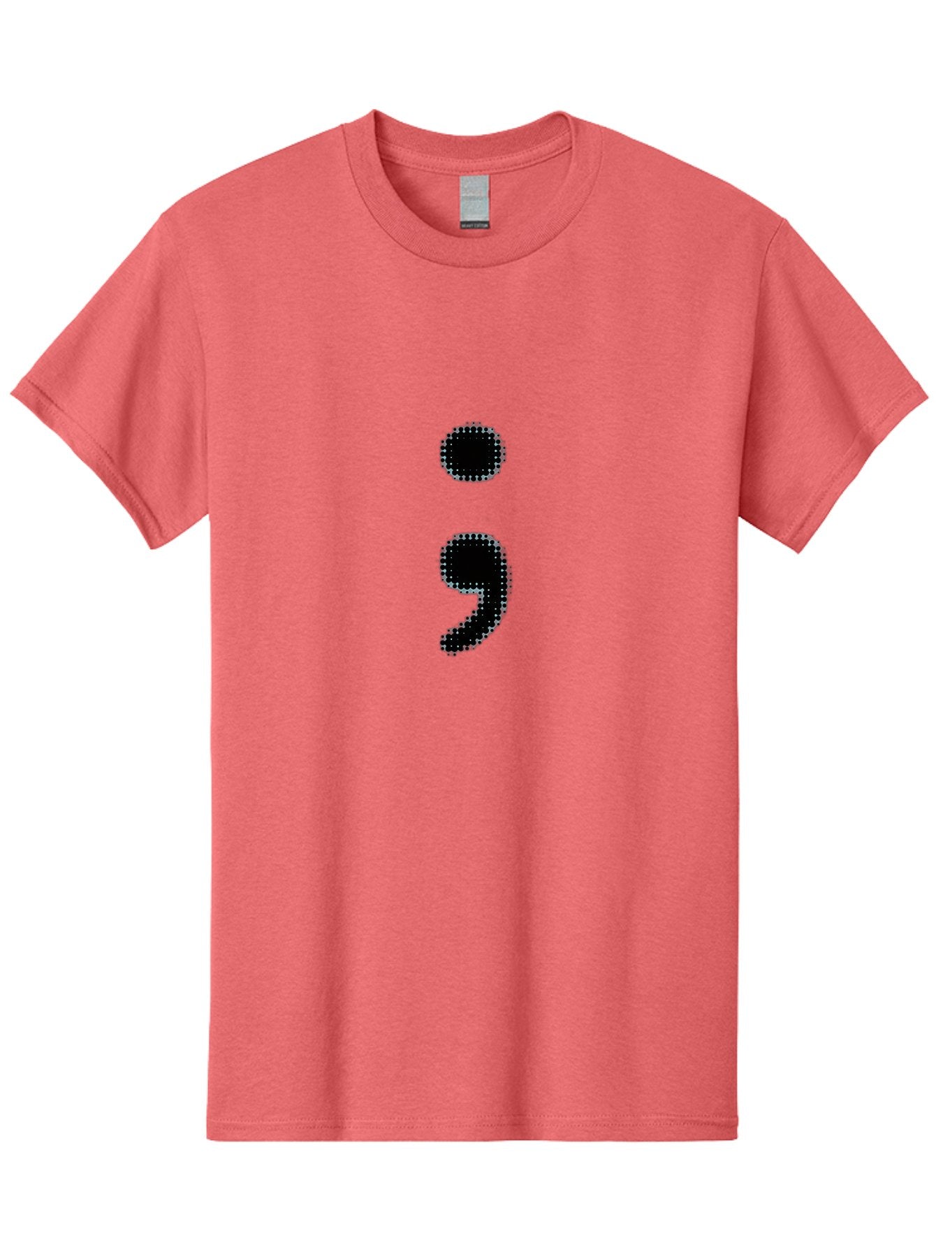 Semicolon-4 Men'S Graphic Tee, 100% Cotton, Comfortable Casual Summer Wear, Machine Washable, Semicolon Punctuation Mark, Pixelated Design, Halftone Effect, Bold Typography, Modern Graphics, Punctuation Symbol Bae092 5