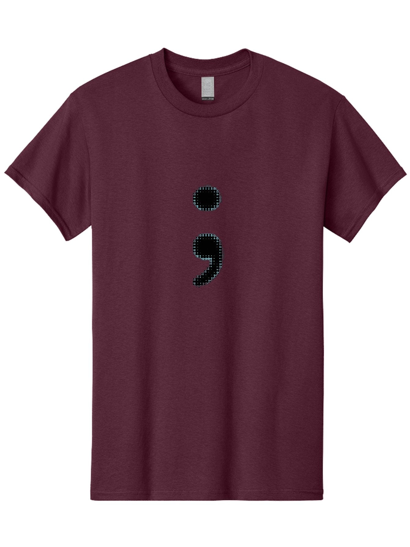 Semicolon-4 Men'S Graphic Tee, 100% Cotton, Comfortable Casual Summer Wear, Machine Washable, Semicolon Punctuation Mark, Pixelated Design, Halftone Effect, Bold Typography, Modern Graphics, Punctuation Symbol Bae092