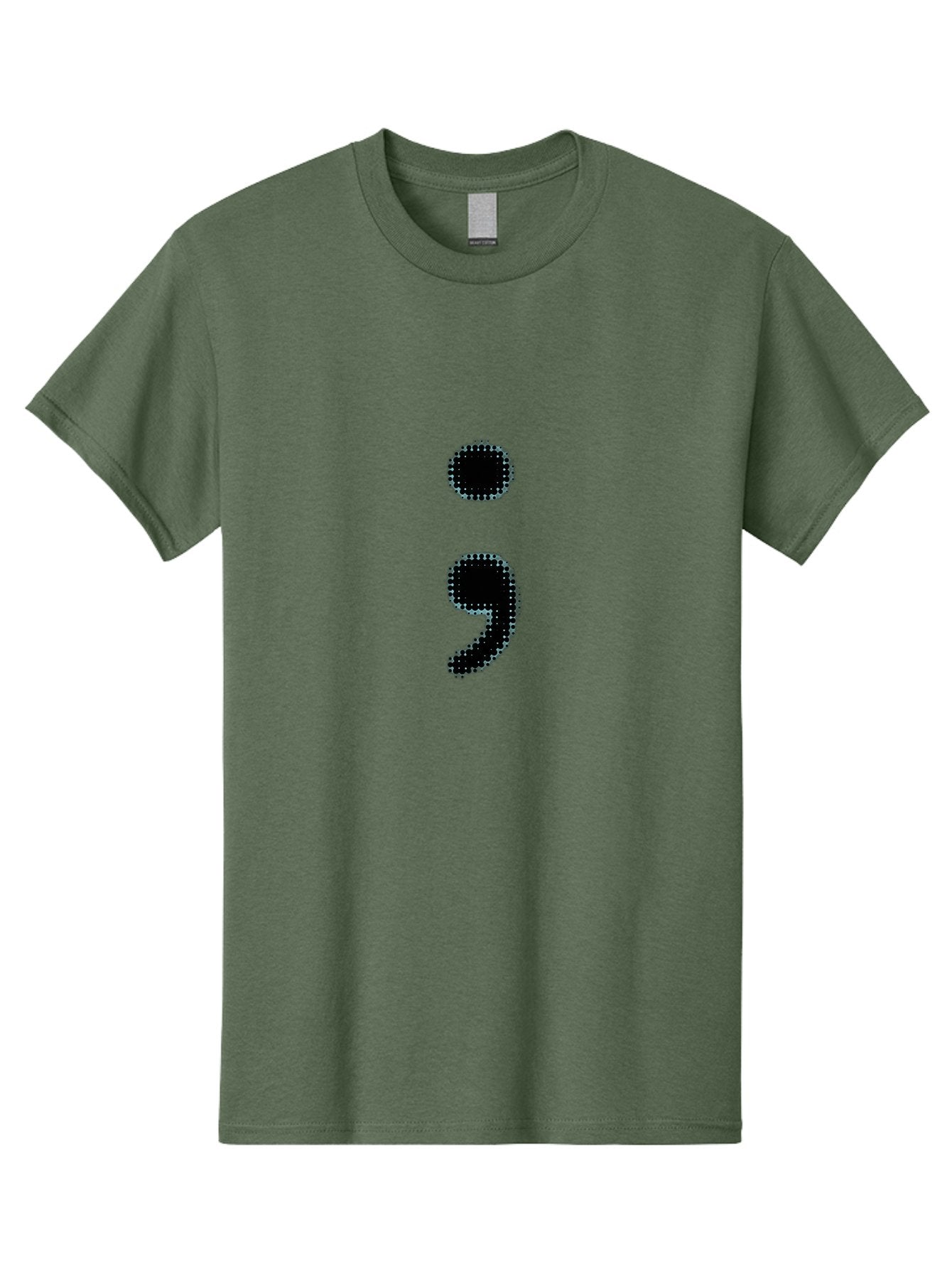 Semicolon-4 Men'S Graphic Tee, 100% Cotton, Comfortable Casual Summer Wear, Machine Washable, Semicolon Punctuation Mark, Pixelated Design, Halftone Effect, Bold Typography, Modern Graphics, Punctuation Symbol Bae092 9