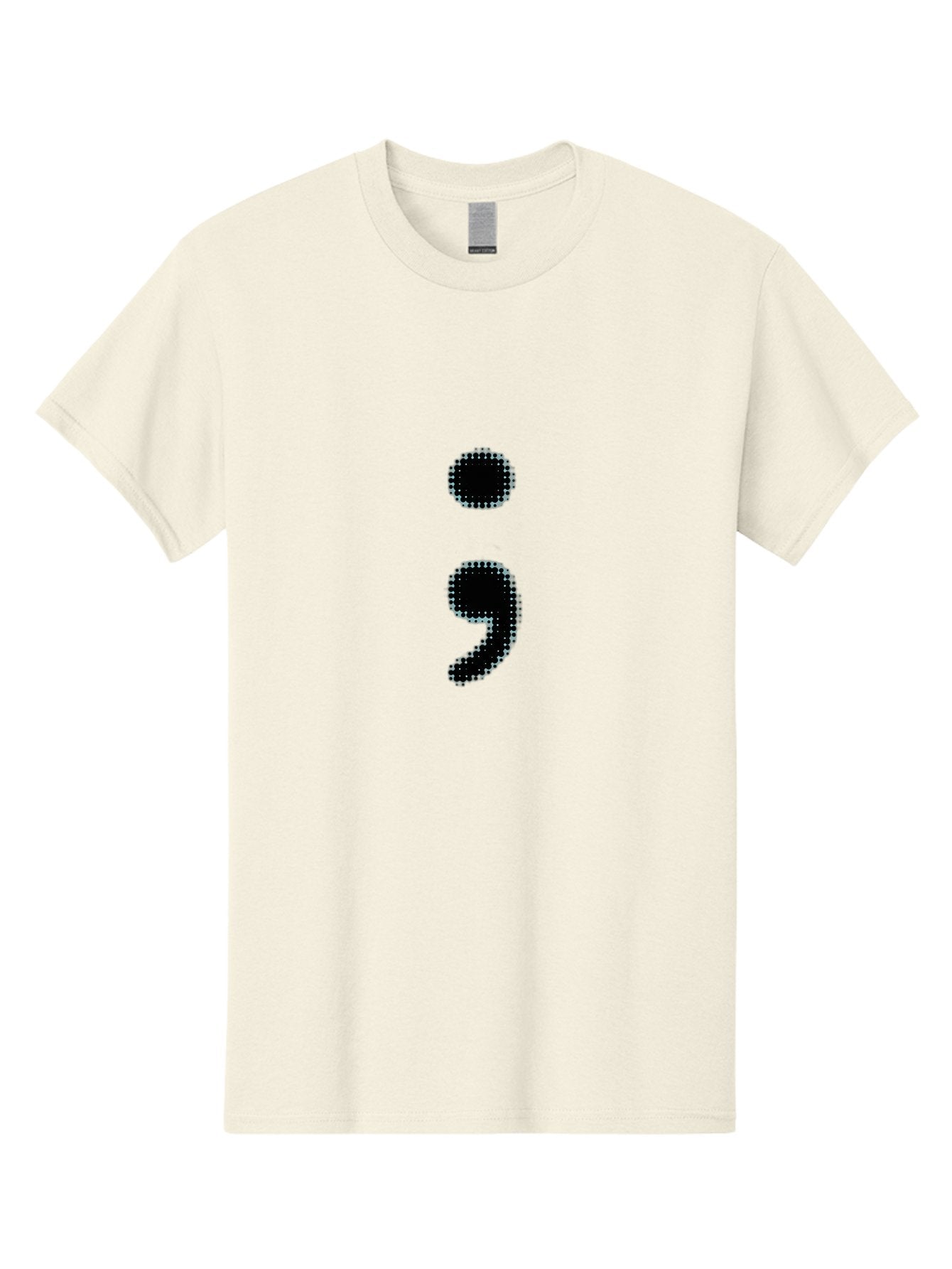 Semicolon-4 Men'S Graphic Tee, 100% Cotton, Comfortable Casual Summer Wear, Machine Washable, Semicolon Punctuation Mark, Pixelated Design, Halftone Effect, Bold Typography, Modern Graphics, Punctuation Symbol Bae092 14