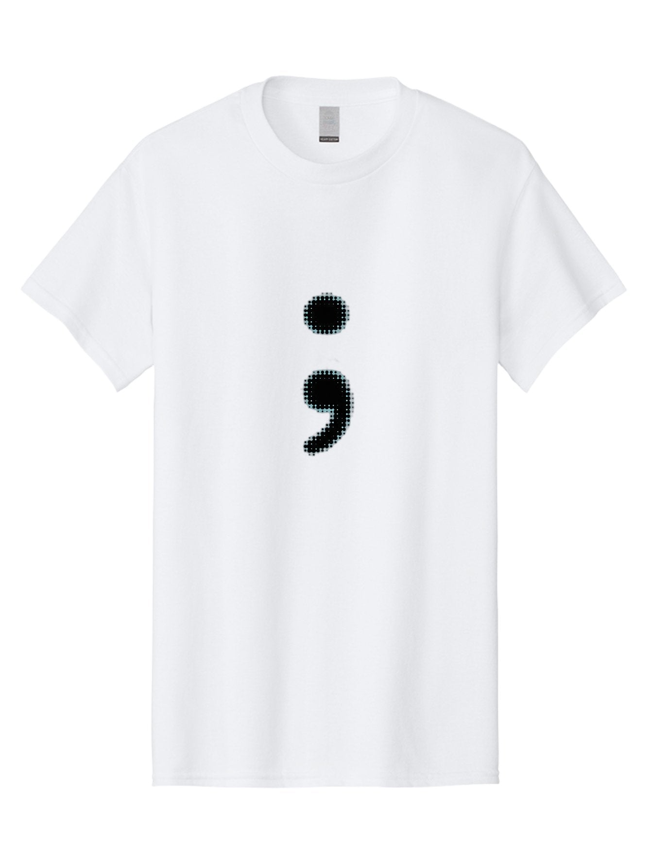 Semicolon-4 Men'S Graphic Tee, 100% Cotton, Comfortable Casual Summer Wear, Machine Washable, Semicolon Punctuation Mark, Pixelated Design, Halftone Effect, Bold Typography, Modern Graphics, Punctuation Symbol Bae092 7