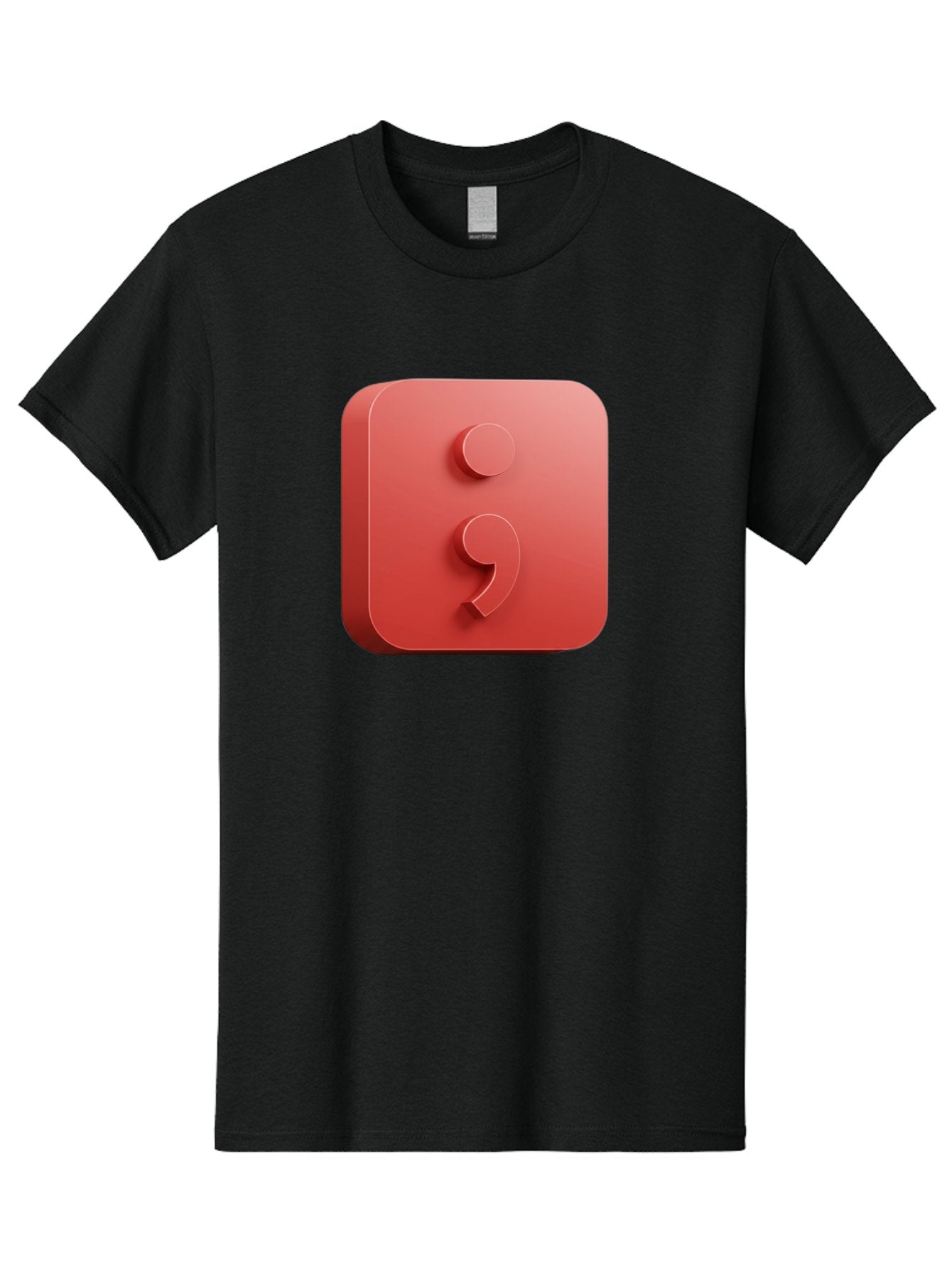 Semicolon-5 Men'S Graphic Tee, 100% Cotton, Comfortable Casual Summer Wear, Machine Washable, Semicolon Punctuation Mark, Red Icon, 3D Design, Symbol, Grammar, Writing, Language, Punctuation Symbol, Typography Bae093 3