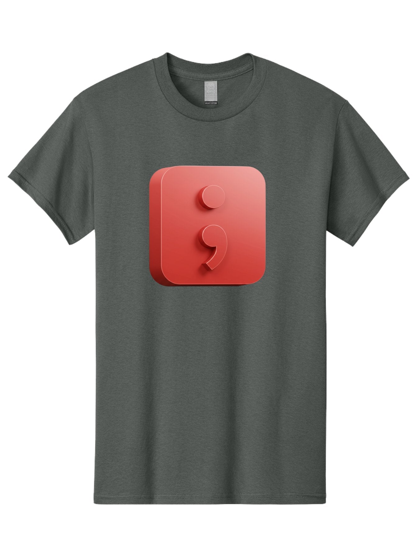 Semicolon-5 Men'S Graphic Tee, 100% Cotton, Comfortable Casual Summer Wear, Machine Washable, Semicolon Punctuation Mark, Red Icon, 3D Design, Symbol, Grammar, Writing, Language, Punctuation Symbol, Typography Bae093 15