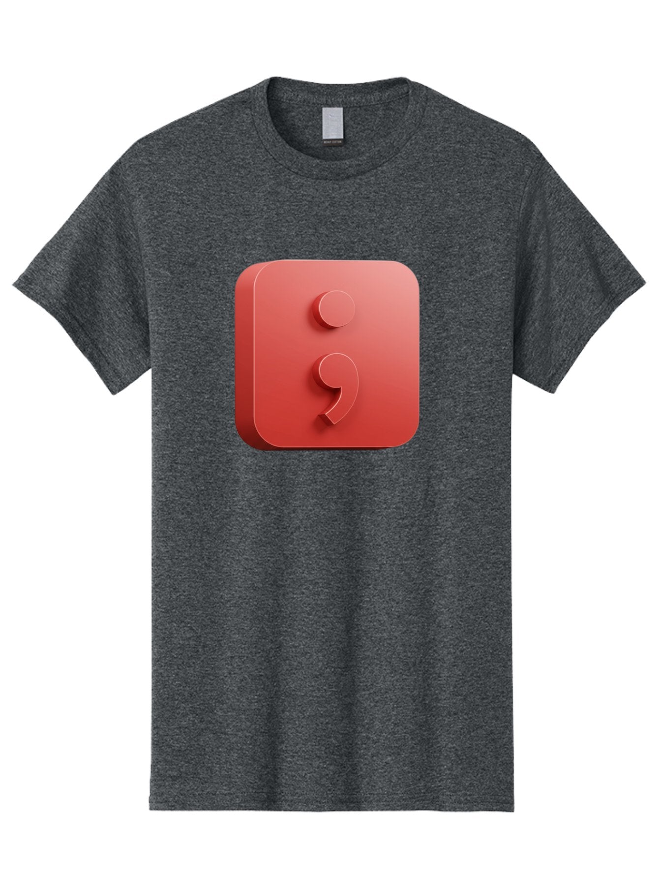 Semicolon-5 Men'S Graphic Tee, 100% Cotton, Comfortable Casual Summer Wear, Machine Washable, Semicolon Punctuation Mark, Red Icon, 3D Design, Symbol, Grammar, Writing, Language, Punctuation Symbol, Typography Bae093 9