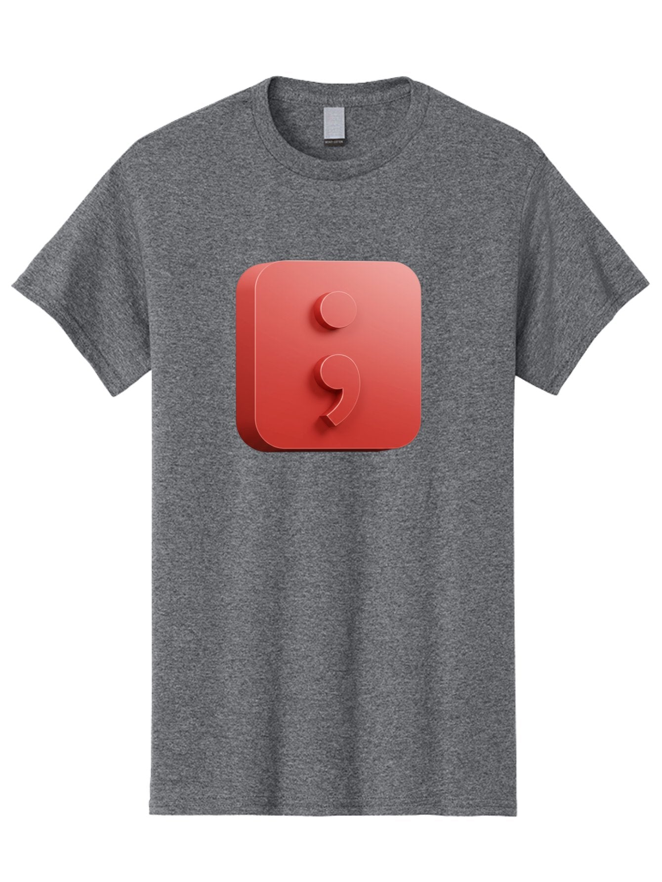Semicolon-5 Men'S Graphic Tee, 100% Cotton, Comfortable Casual Summer Wear, Machine Washable, Semicolon Punctuation Mark, Red Icon, 3D Design, Symbol, Grammar, Writing, Language, Punctuation Symbol, Typography Bae093 11