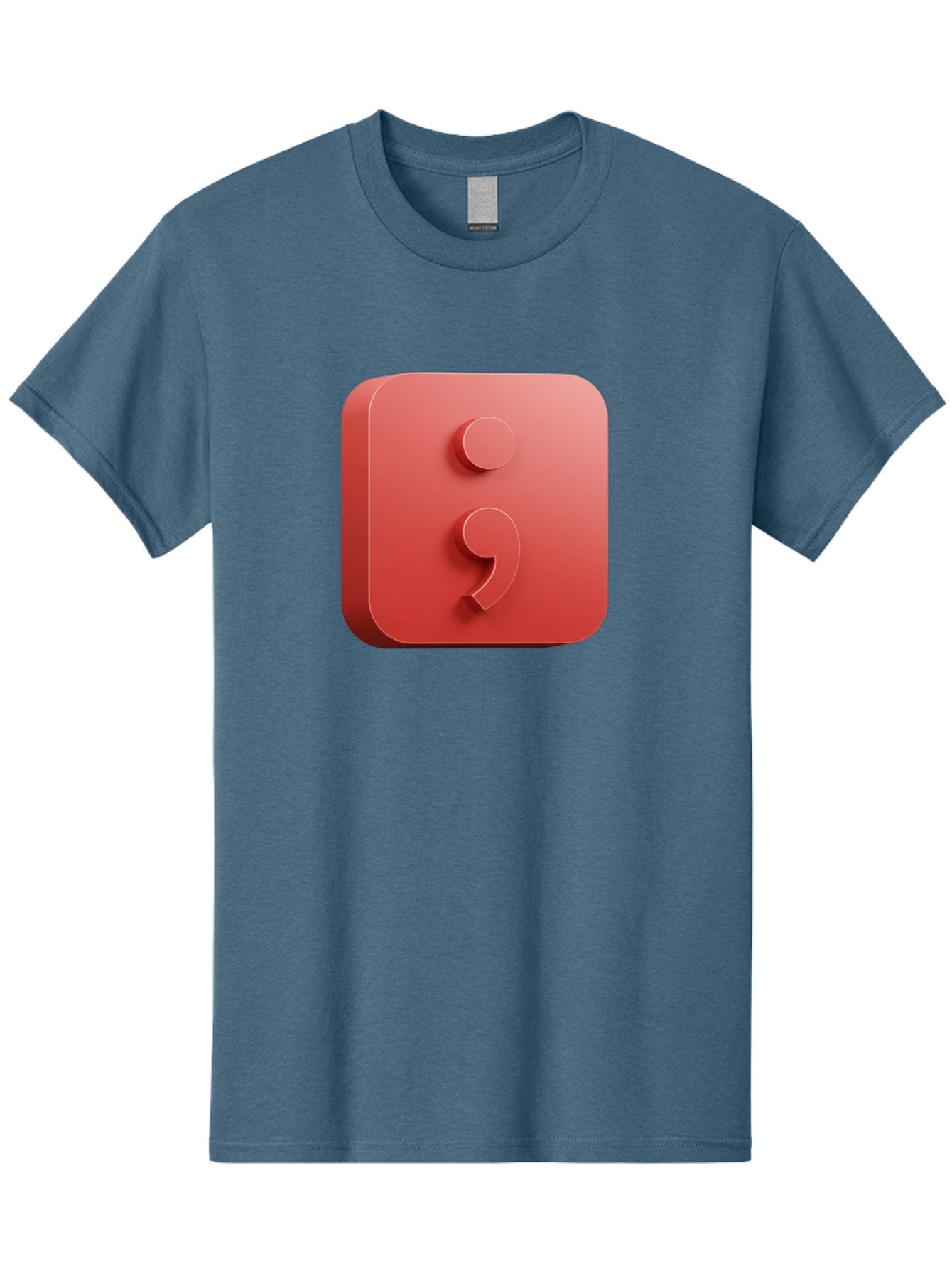Semicolon-5 Men'S Graphic Tee, 100% Cotton, Comfortable Casual Summer Wear, Machine Washable, Semicolon Punctuation Mark, Red Icon, 3D Design, Symbol, Grammar, Writing, Language, Punctuation Symbol, Typography Bae093