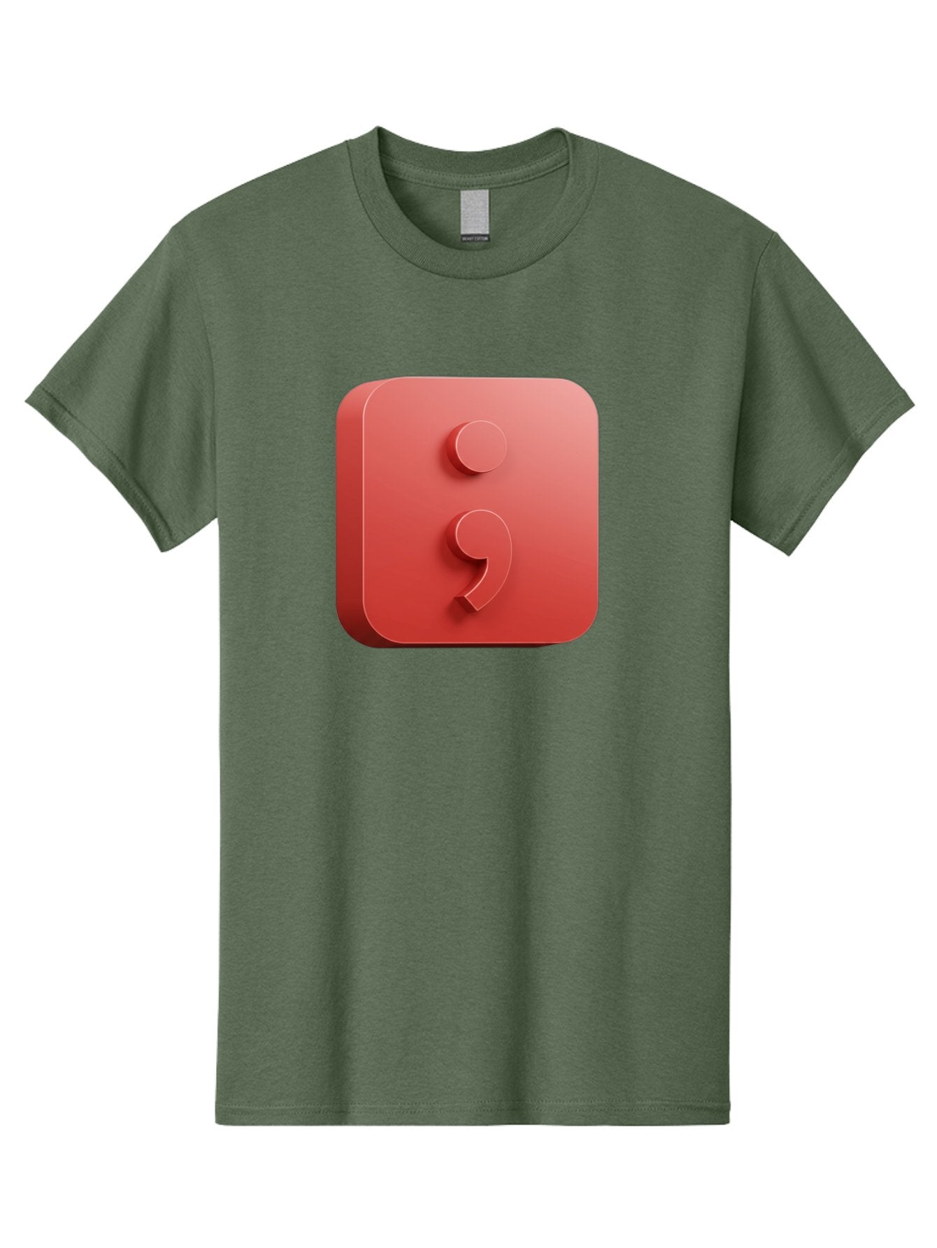 Semicolon-5 Men'S Graphic Tee, 100% Cotton, Comfortable Casual Summer Wear, Machine Washable, Semicolon Punctuation Mark, Red Icon, 3D Design, Symbol, Grammar, Writing, Language, Punctuation Symbol, Typography Bae093 12