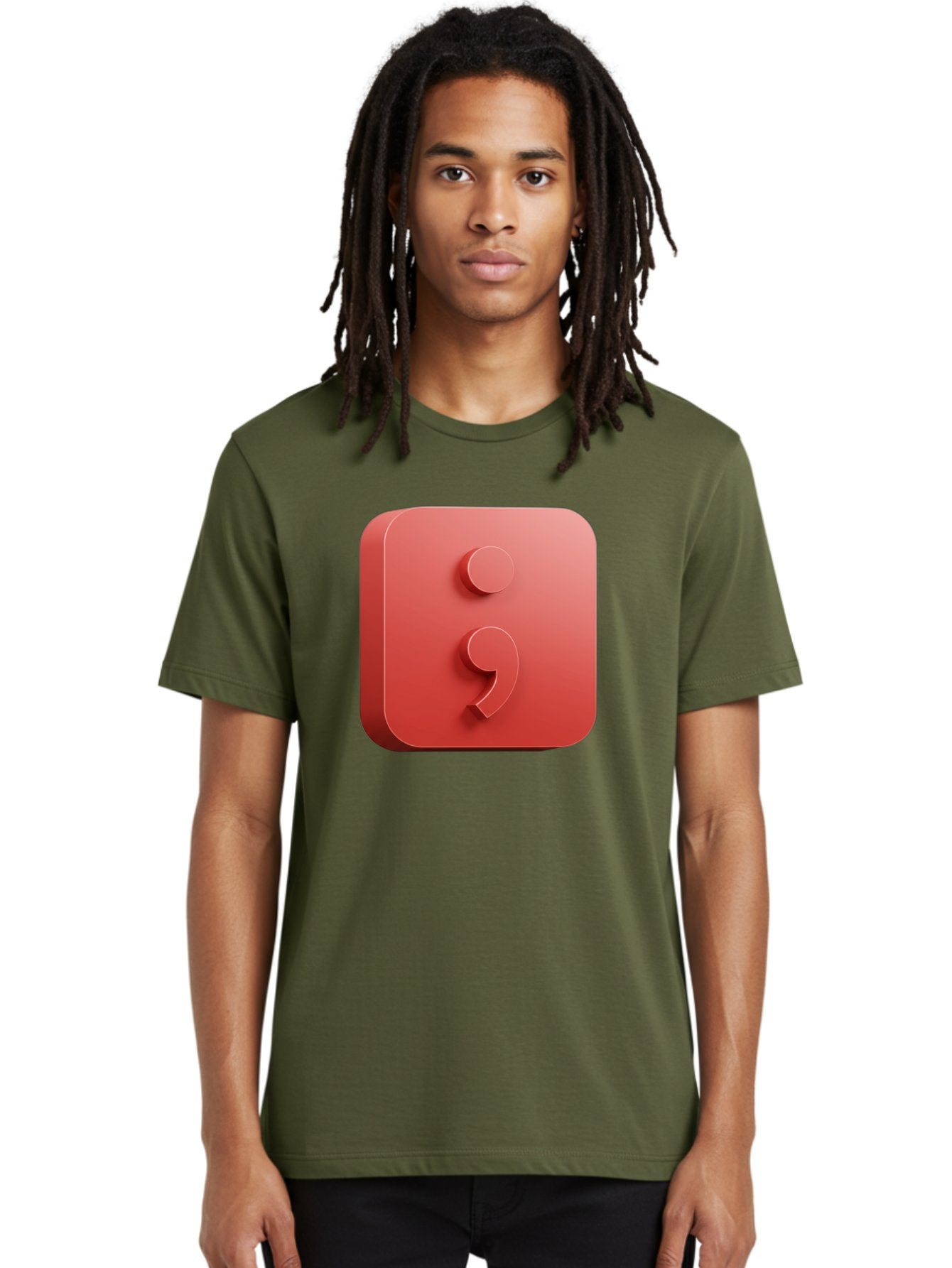 Semicolon-5 Men'S Graphic Tee, 100% Cotton, Comfortable Casual Summer Wear, Machine Washable, Semicolon Punctuation Mark, Red Icon, 3D Design, Symbol, Grammar, Writing, Language, Punctuation Symbol, Typography Bae093 28