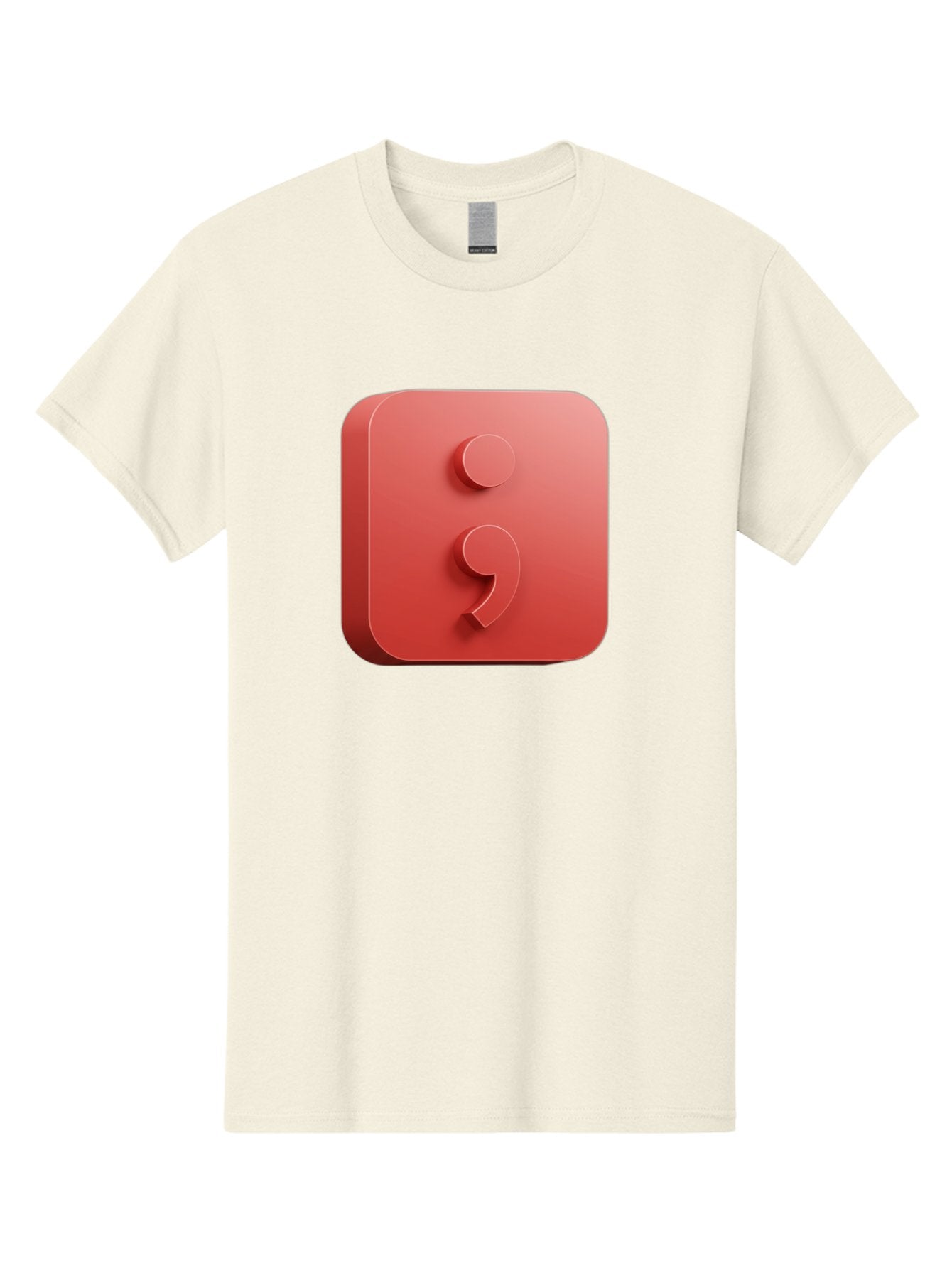 Semicolon-5 Men'S Graphic Tee, 100% Cotton, Comfortable Casual Summer Wear, Machine Washable, Semicolon Punctuation Mark, Red Icon, 3D Design, Symbol, Grammar, Writing, Language, Punctuation Symbol, Typography Bae093 8