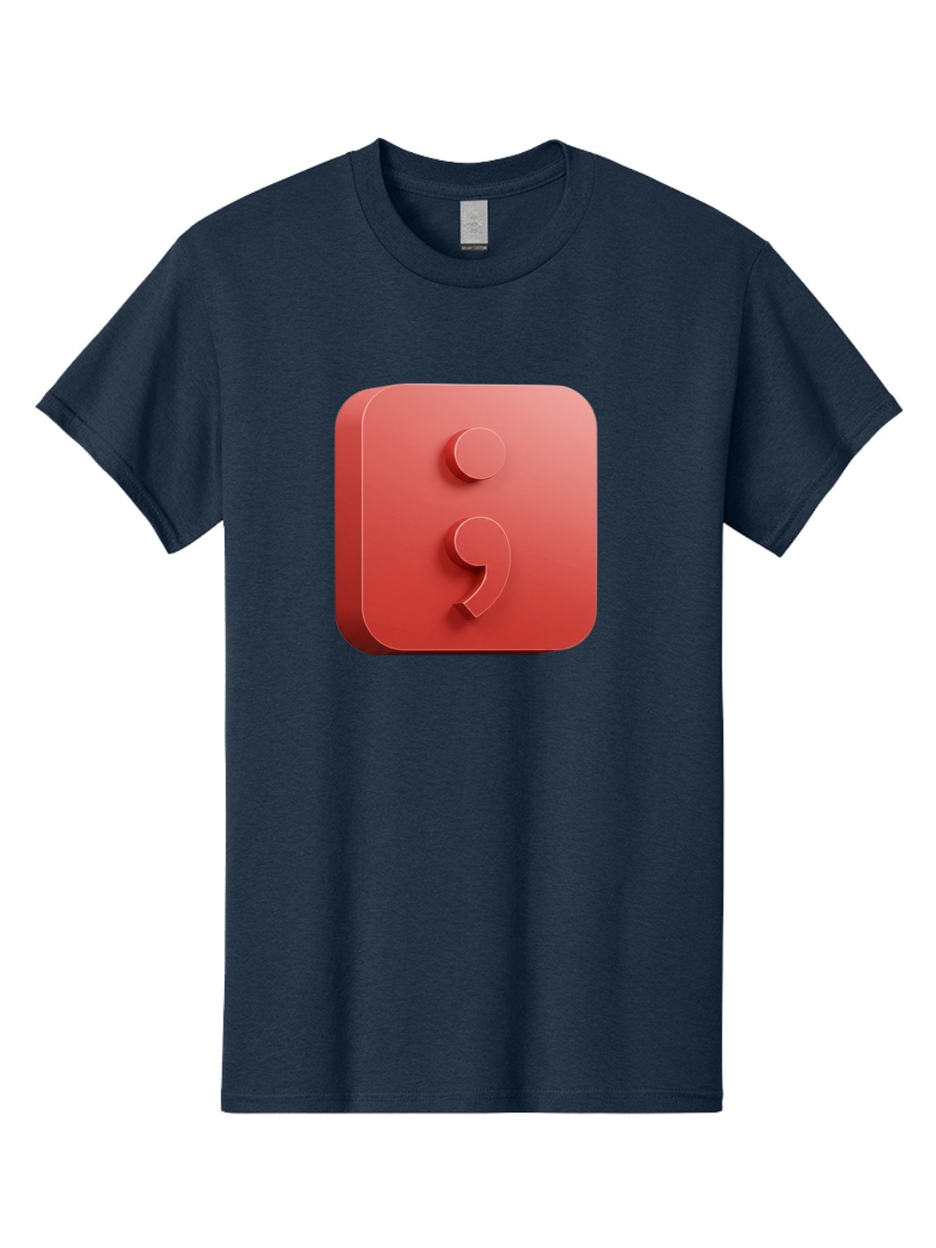 Semicolon-5 Men'S Graphic Tee, 100% Cotton, Comfortable Casual Summer Wear, Machine Washable, Semicolon Punctuation Mark, Red Icon, 3D Design, Symbol, Grammar, Writing, Language, Punctuation Symbol, Typography Bae093 6