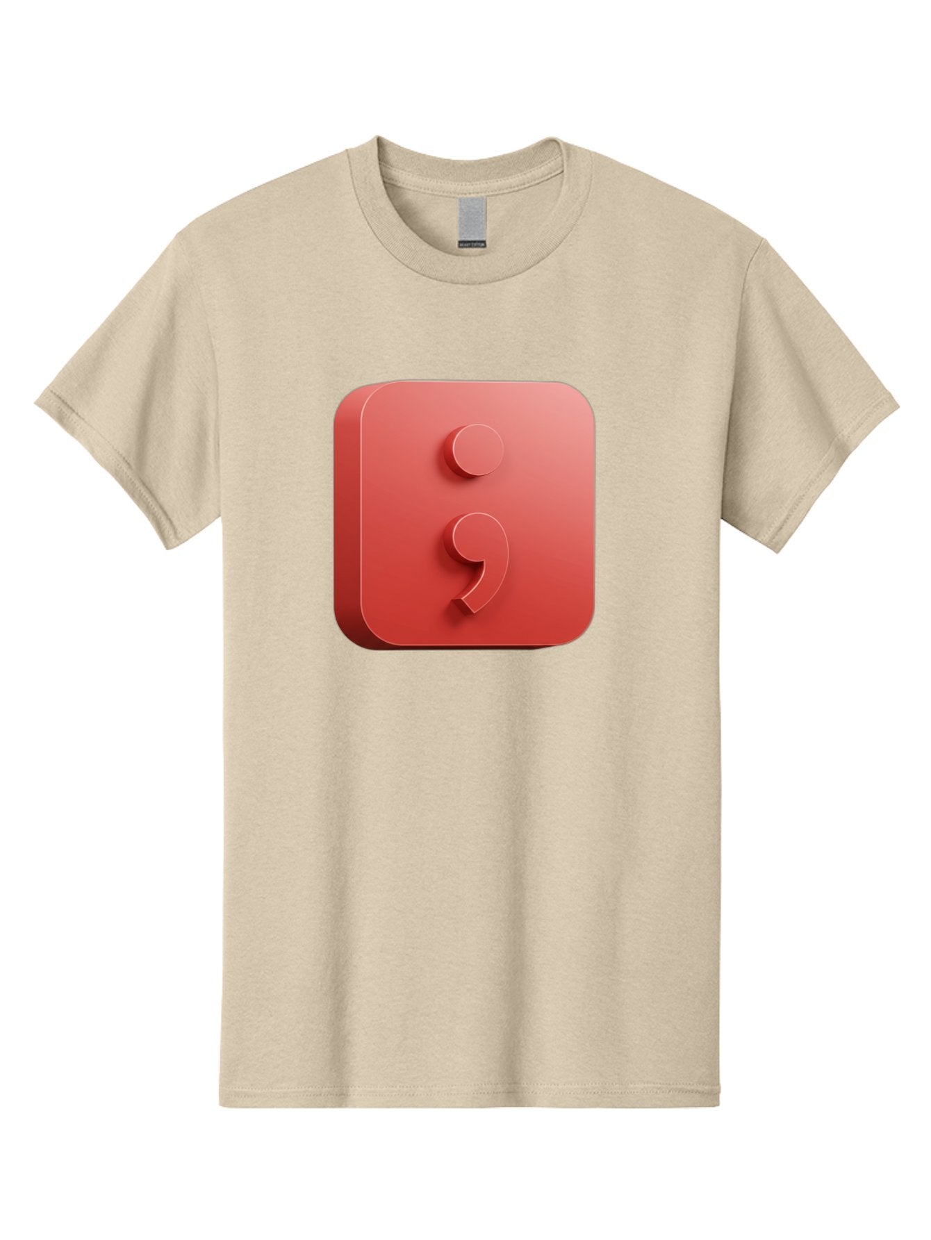 Semicolon-5 Men'S Graphic Tee, 100% Cotton, Comfortable Casual Summer Wear, Machine Washable, Semicolon Punctuation Mark, Red Icon, 3D Design, Symbol, Grammar, Writing, Language, Punctuation Symbol, Typography Bae093