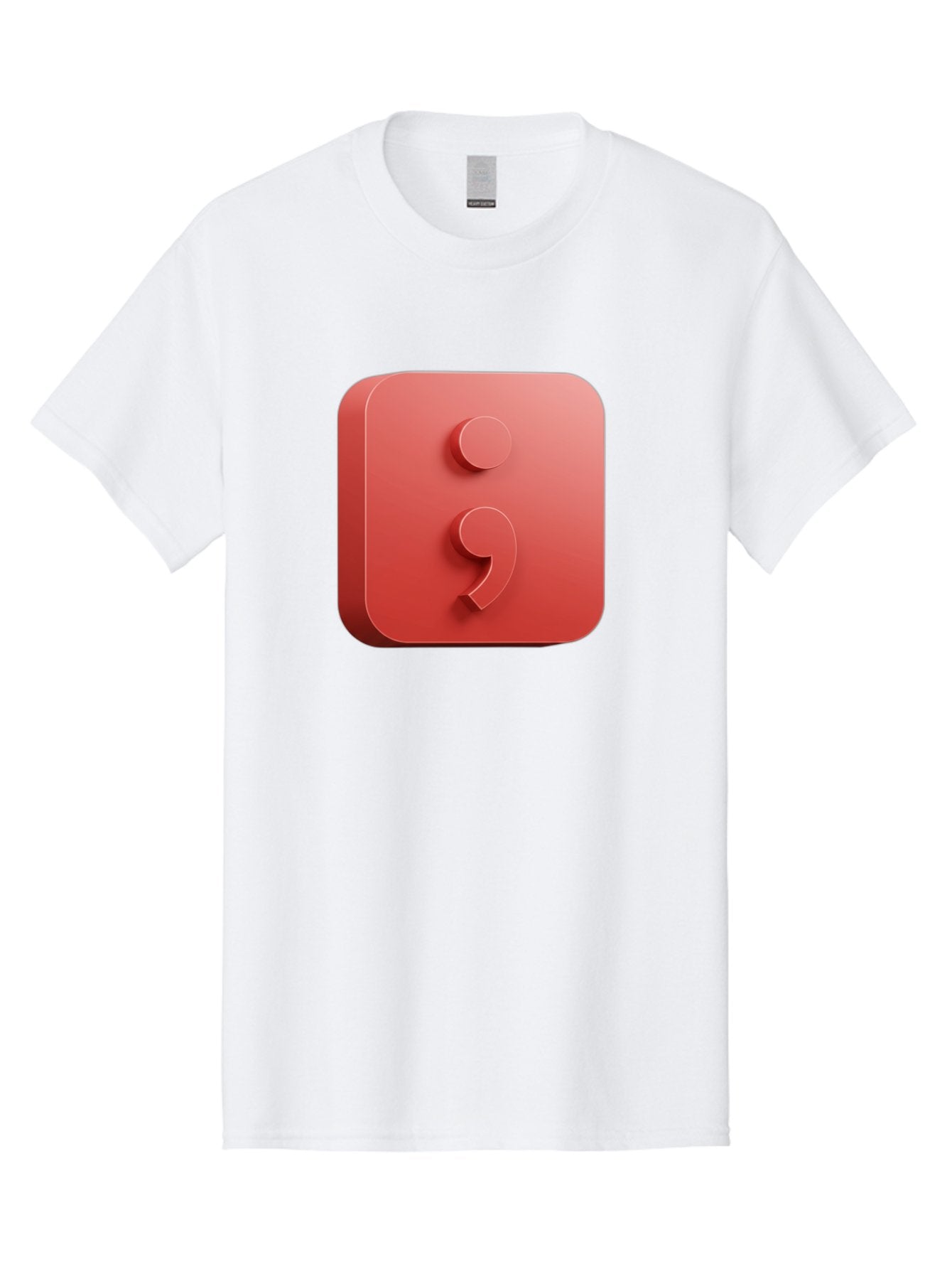 Semicolon-5 Men'S Graphic Tee, 100% Cotton, Comfortable Casual Summer Wear, Machine Washable, Semicolon Punctuation Mark, Red Icon, 3D Design, Symbol, Grammar, Writing, Language, Punctuation Symbol, Typography Bae093 14