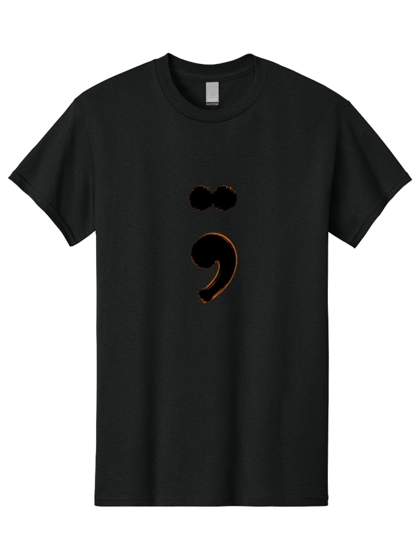 Semicolon-Eyes Men'S Graphic Tee, 100% Cotton, Comfortable Casual Summer Wear, Machine Washable, Semicolon Symbol, Punctuation Mark, Grammatical Sign, Typography, Black Semicolon, Emotional Symbol, Mental Health Awareness Bae095 11
