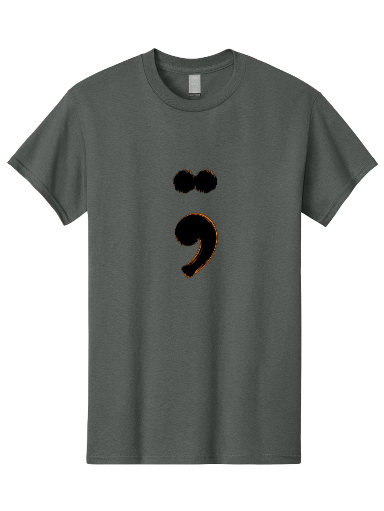 Semicolon-Eyes Men'S Graphic Tee, 100% Cotton, Comfortable Casual Summer Wear, Machine Washable, Semicolon Symbol, Punctuation Mark, Grammatical Sign, Typography, Black Semicolon, Emotional Symbol, Mental Health Awareness Bae095 13