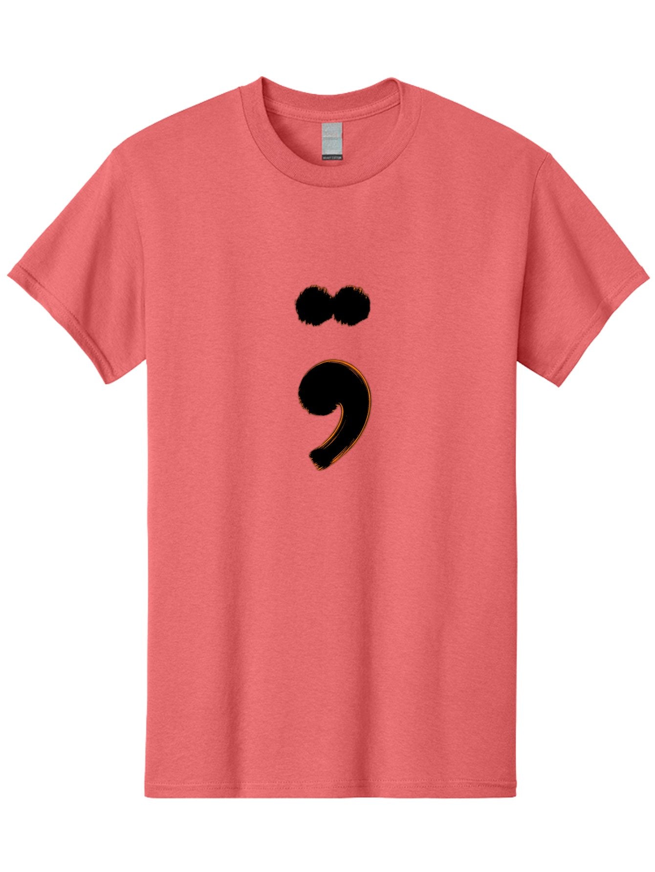 Semicolon-Eyes Men'S Graphic Tee, 100% Cotton, Comfortable Casual Summer Wear, Machine Washable, Semicolon Symbol, Punctuation Mark, Grammatical Sign, Typography, Black Semicolon, Emotional Symbol, Mental Health Awareness Bae095 4