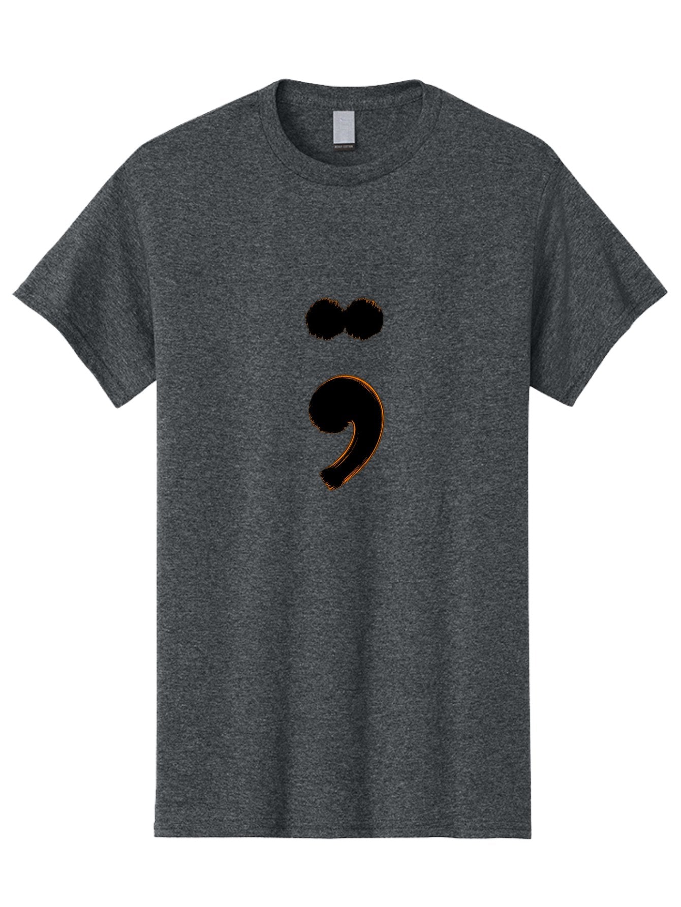 Semicolon-Eyes Men'S Graphic Tee, 100% Cotton, Comfortable Casual Summer Wear, Machine Washable, Semicolon Symbol, Punctuation Mark, Grammatical Sign, Typography, Black Semicolon, Emotional Symbol, Mental Health Awareness Bae095 6