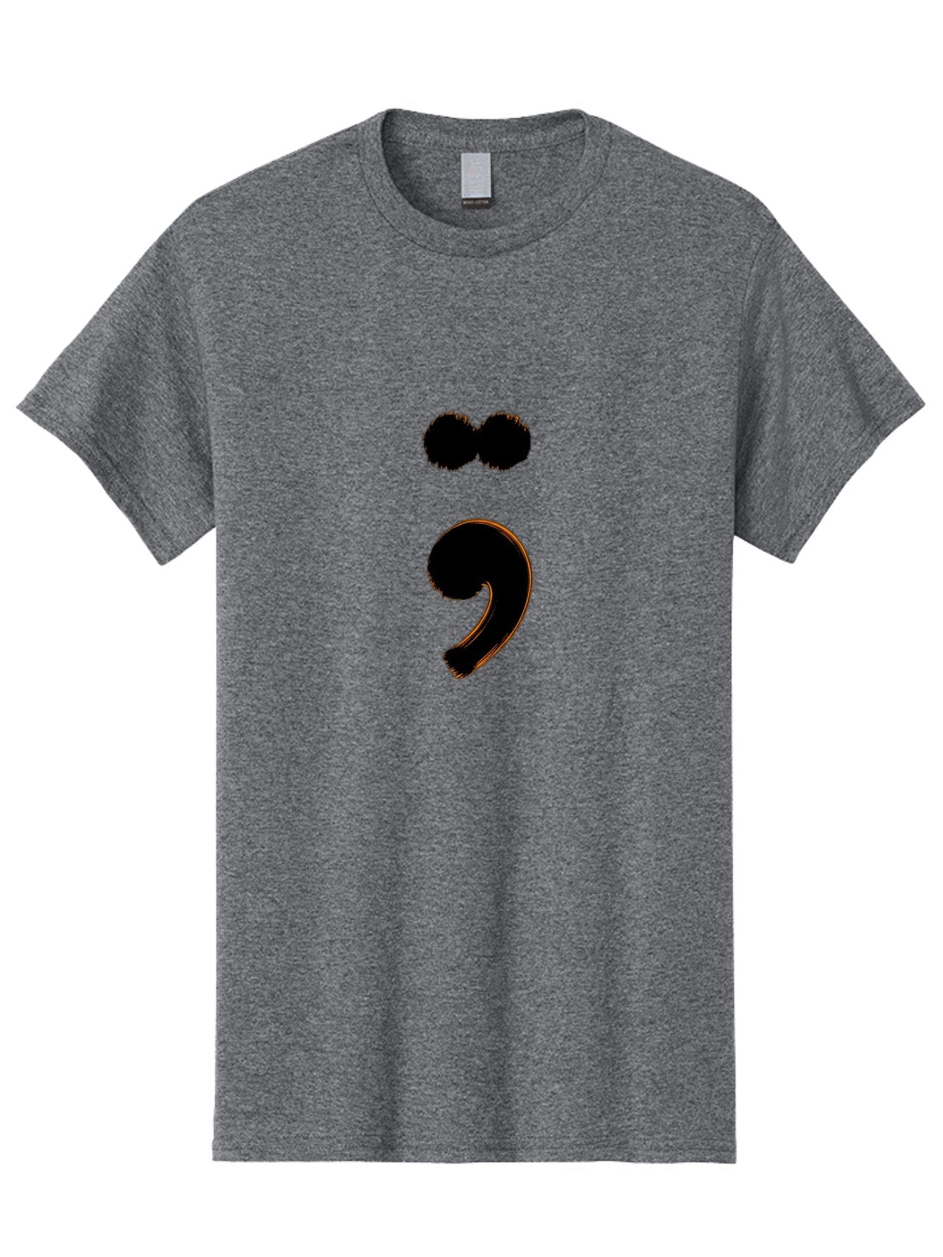 Semicolon-Eyes Men'S Graphic Tee, 100% Cotton, Comfortable Casual Summer Wear, Machine Washable, Semicolon Symbol, Punctuation Mark, Grammatical Sign, Typography, Black Semicolon, Emotional Symbol, Mental Health Awareness Bae095 10