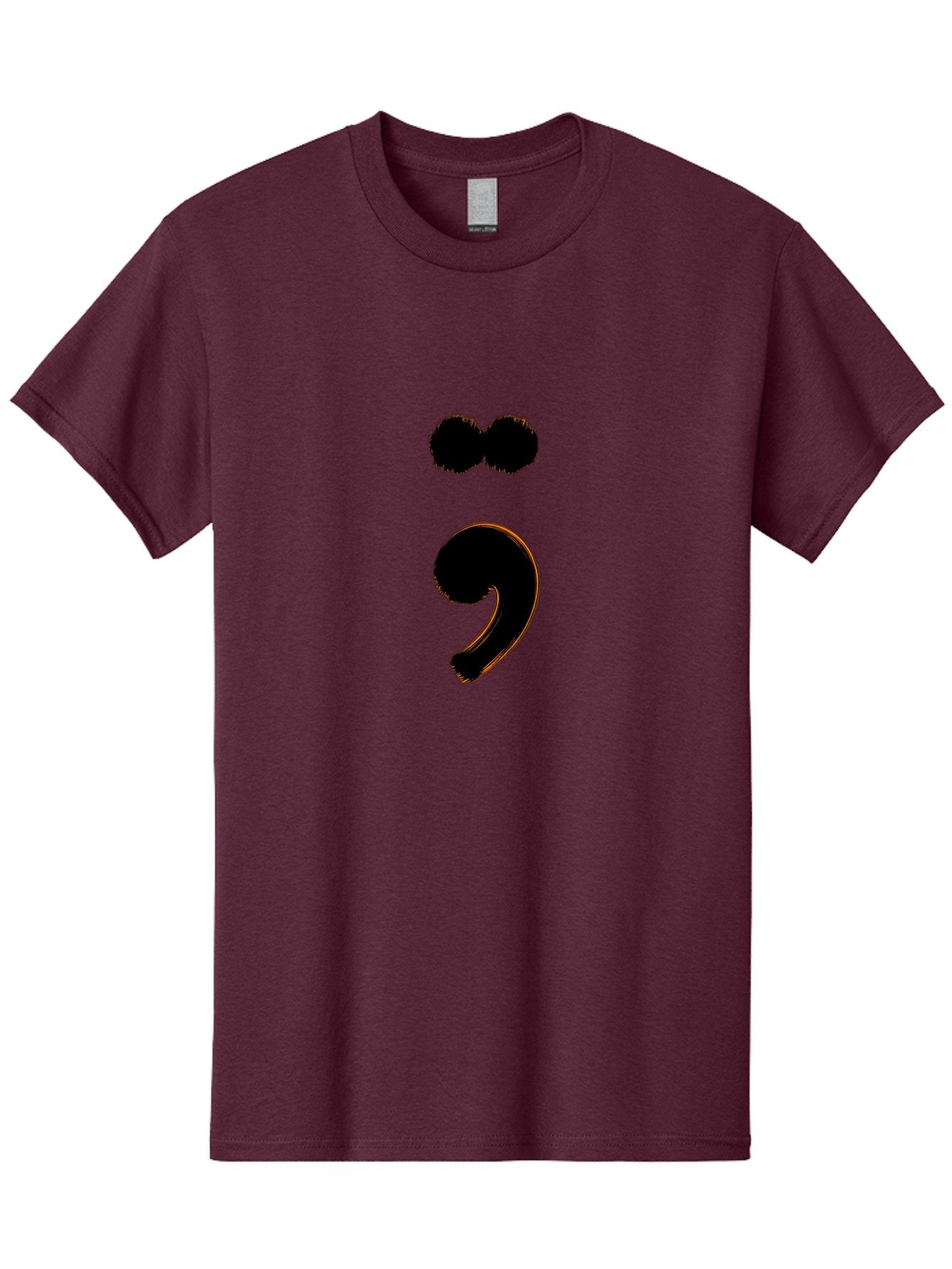 Semicolon-Eyes Men'S Graphic Tee, 100% Cotton, Comfortable Casual Summer Wear, Machine Washable, Semicolon Symbol, Punctuation Mark, Grammatical Sign, Typography, Black Semicolon, Emotional Symbol, Mental Health Awareness Bae095 9