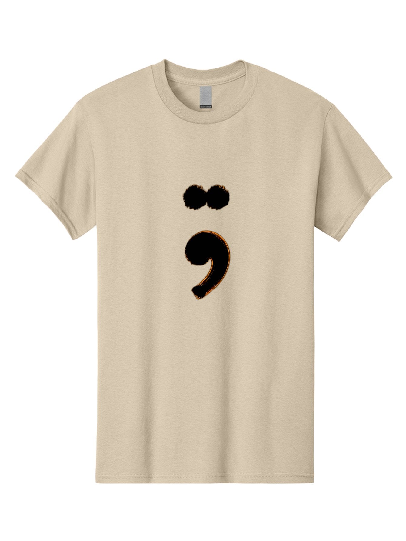 Semicolon-Eyes Men'S Graphic Tee, 100% Cotton, Comfortable Casual Summer Wear, Machine Washable, Semicolon Symbol, Punctuation Mark, Grammatical Sign, Typography, Black Semicolon, Emotional Symbol, Mental Health Awareness Bae095 5