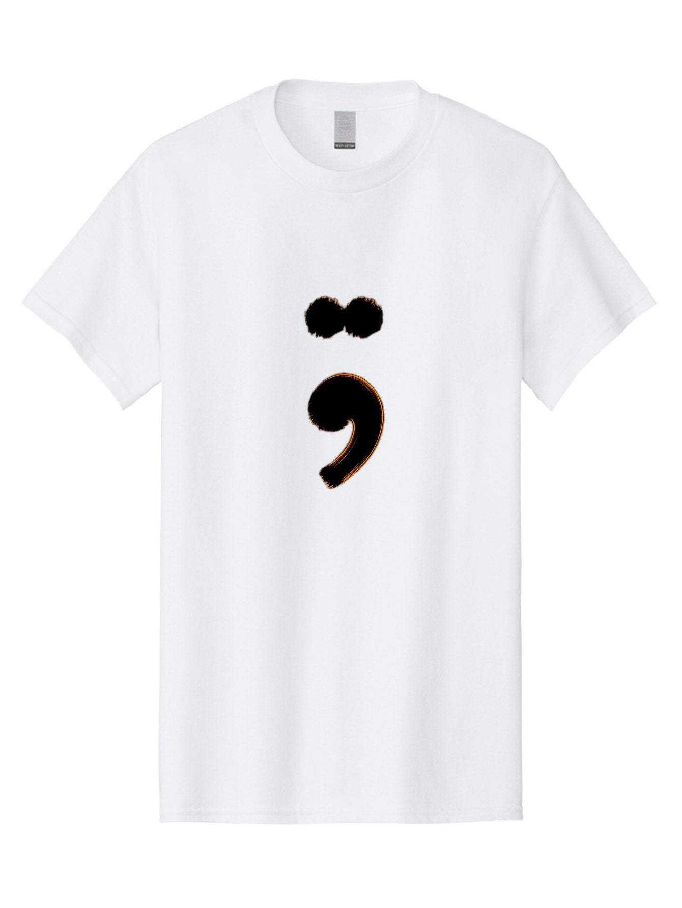 Semicolon-Eyes Men'S Graphic Tee, 100% Cotton, Comfortable Casual Summer Wear, Machine Washable, Semicolon Symbol, Punctuation Mark, Grammatical Sign, Typography, Black Semicolon, Emotional Symbol, Mental Health Awareness Bae095