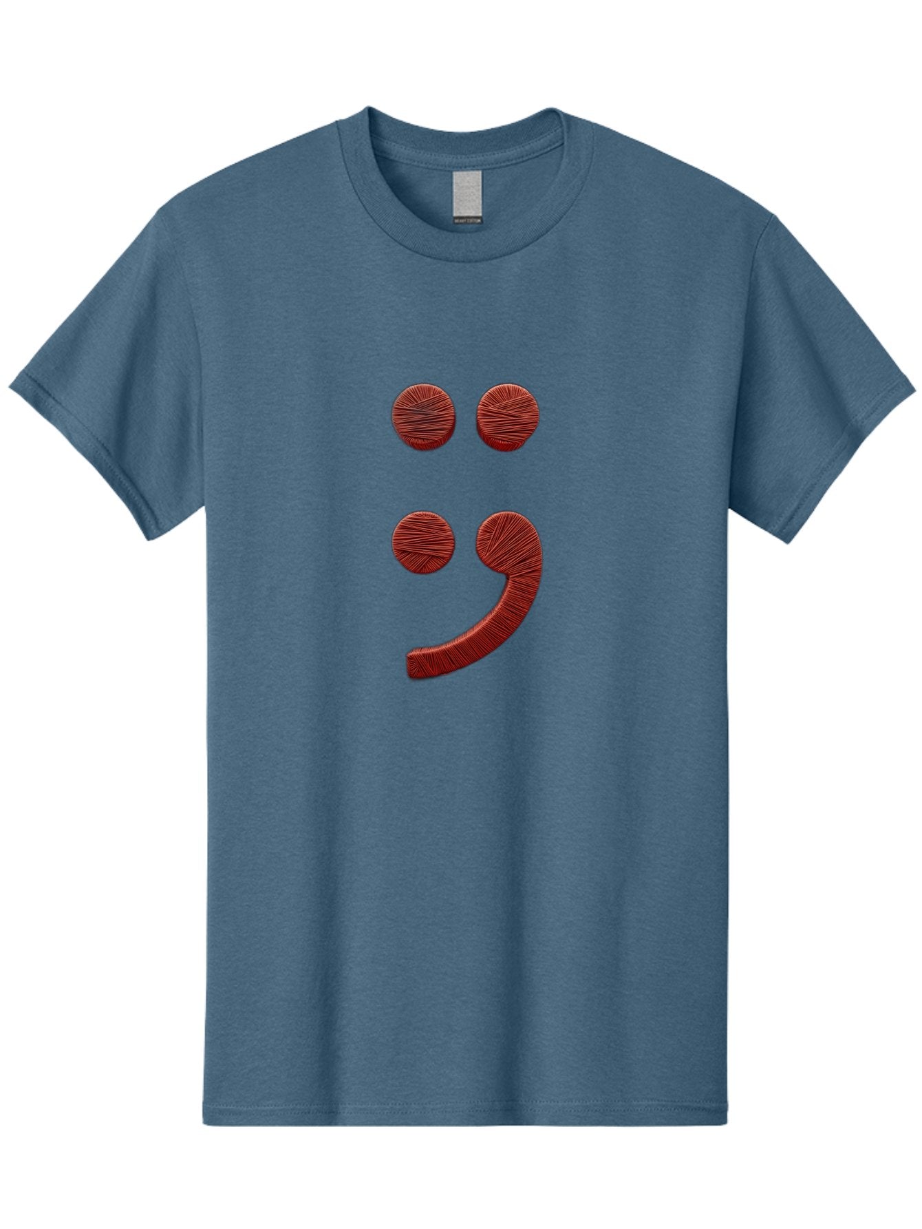 Semicolon-Smiley Men'S Graphic Tee, 100% Cotton, Comfortable Casual Summer Wear, Machine Washable, Semicolon Project Symbol, Mental Health Awareness Emoji, Red Textured Punctuation, Creative Typography, Emotional Expression, Quirky Design, Bae097 11