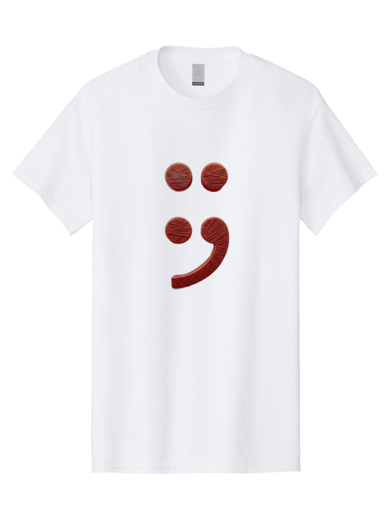 Semicolon-Smiley Men'S Graphic Tee, 100% Cotton, Comfortable Casual Summer Wear, Machine Washable, Semicolon Project Symbol, Mental Health Awareness Emoji, Red Textured Punctuation, Creative Typography, Emotional Expression, Quirky Design, Bae097 13