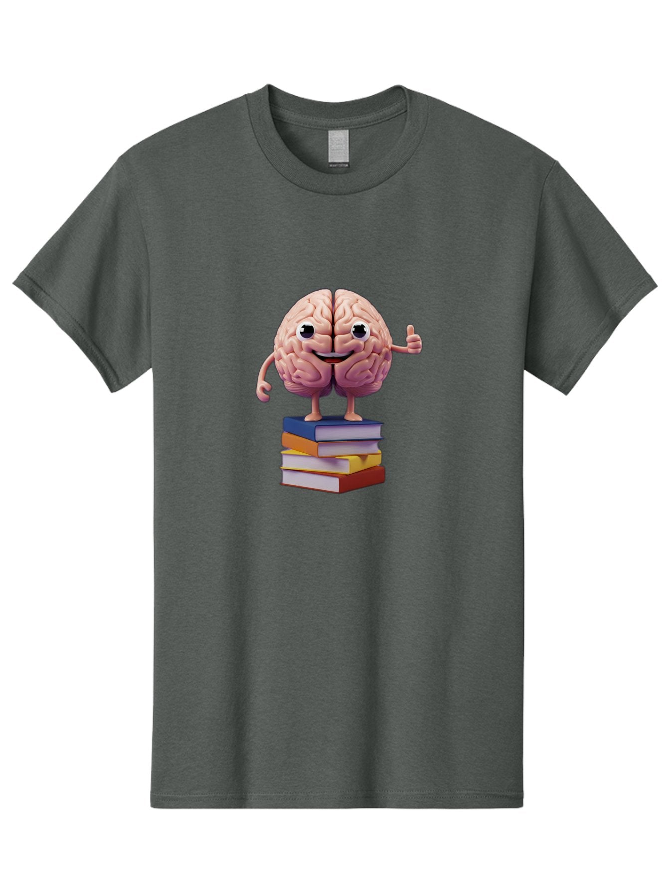 Smiling-Brain-1 Men'S Graphic Tee, 100% Cotton, Comfortable Casual Summer Wear, Machine Washable, Cartoon Brain, Human Brain, Smiling Face, Thumbs Up, Books, Learning, Education, Knowledge, Intelligence, Cognitive Function Bae100 9